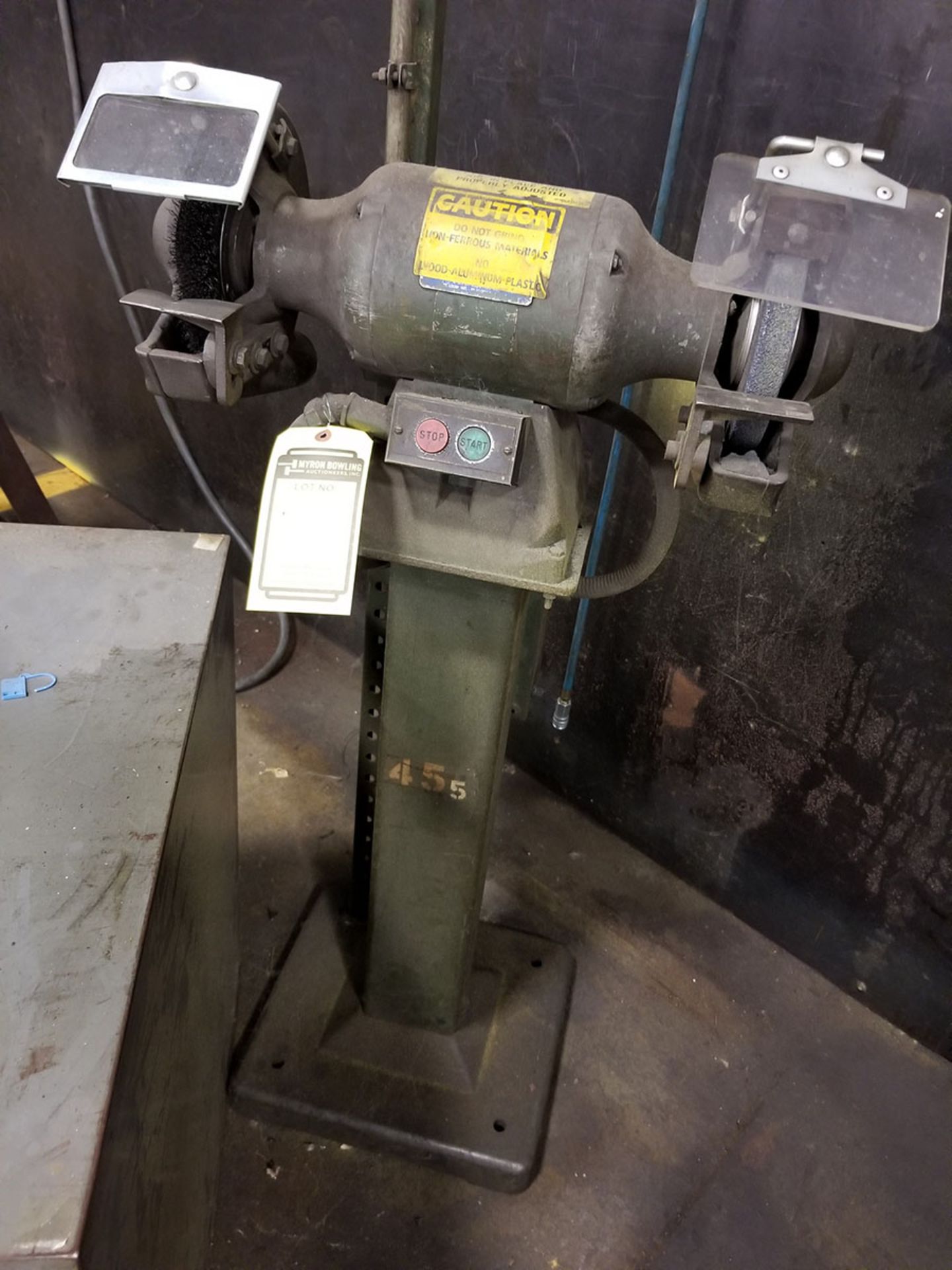 (2) 8’‘ DOUBLE END PEDESTAL GRINDER/POLISHERS- CLARK AND UNKNOWN MAKE