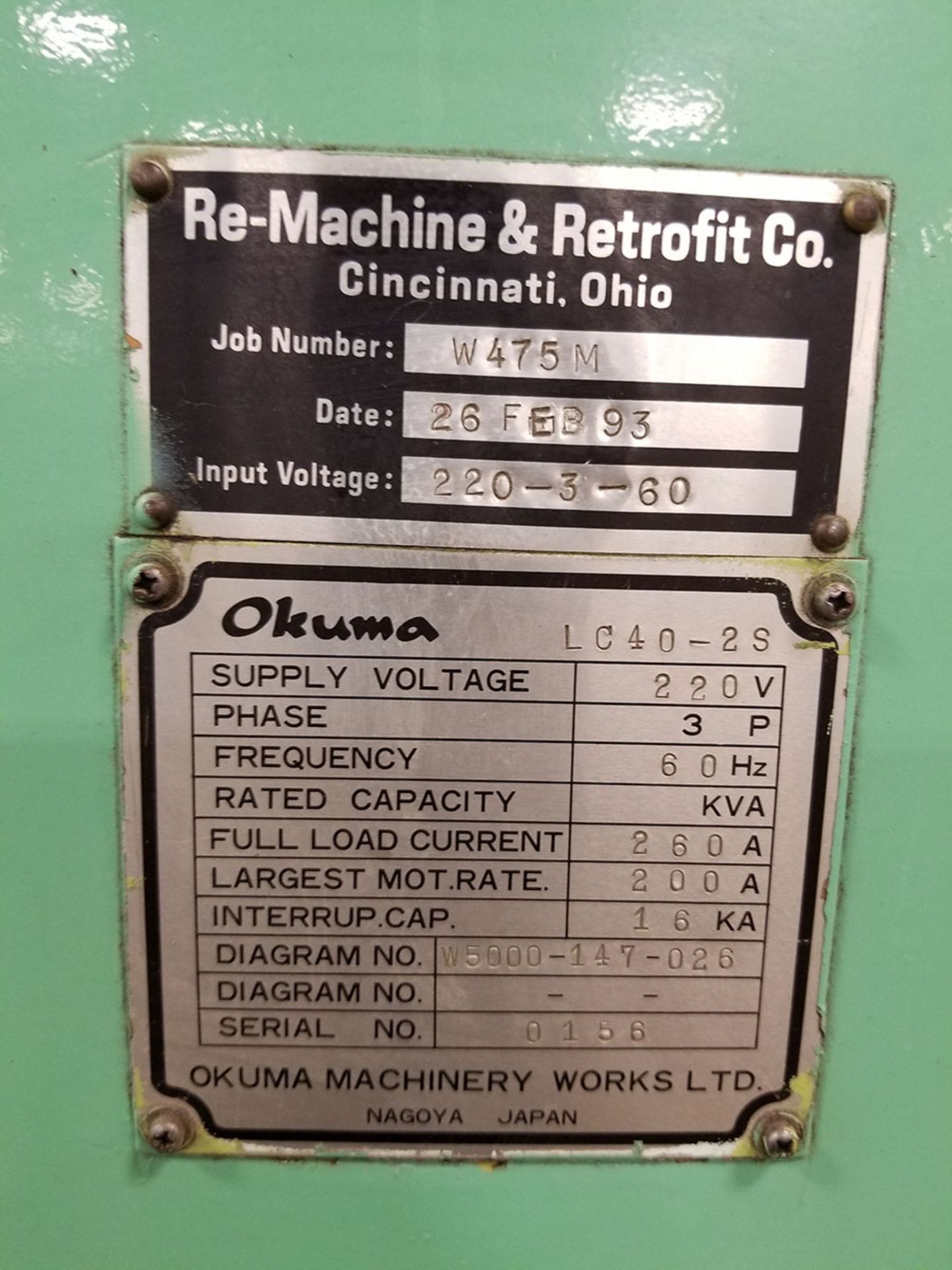 OKUMA LC40-S HORIZONTAL CNC LATHE, DUAL TURRETS @ 12-TOOL & 8-TOOL POSITIONS, 12’‘ SPINDLE, DRO - Image 13 of 13