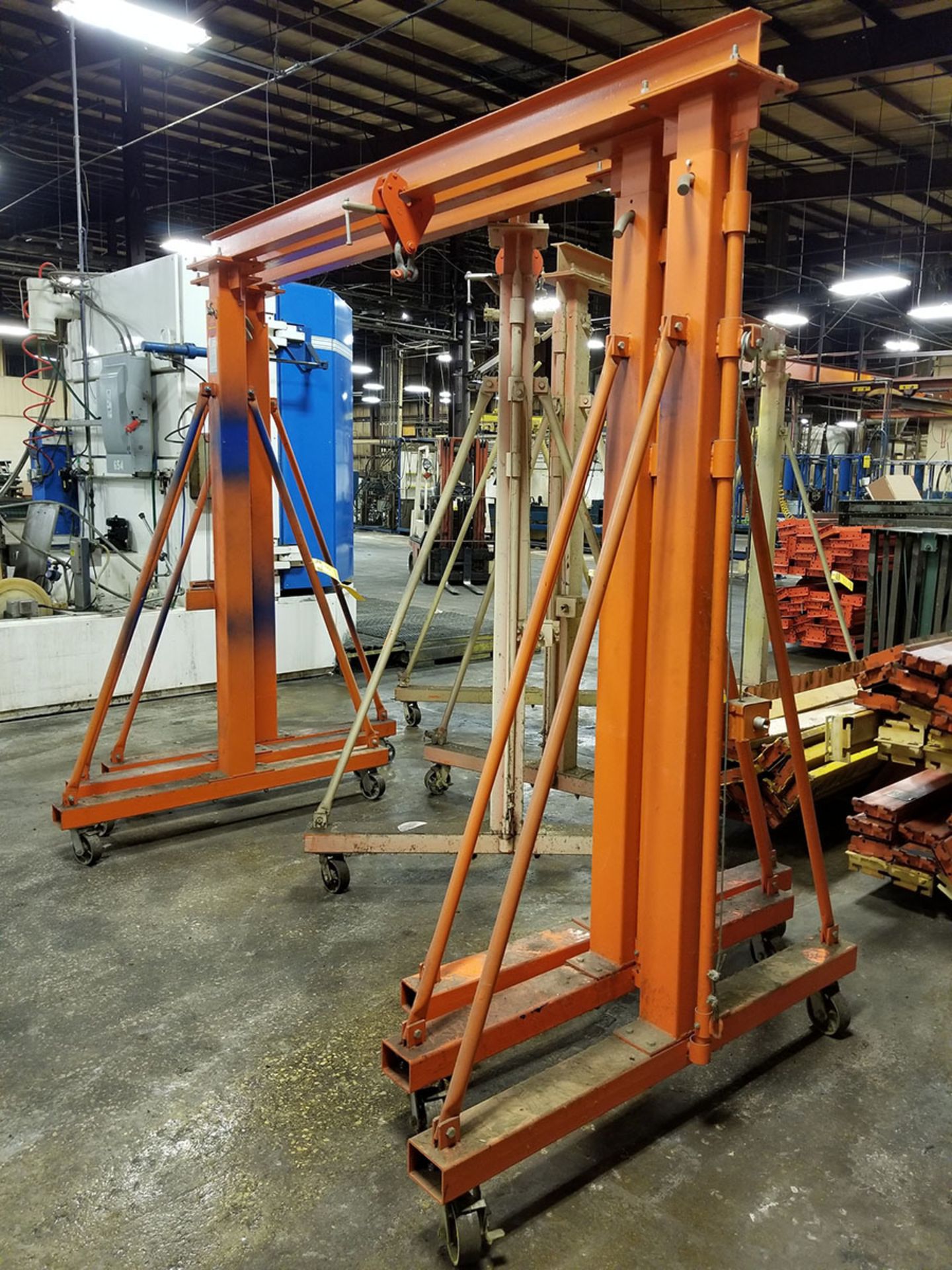 2,000 LB. ROLLING GANTRY CRANE, 99 1/2’‘ MINIMUM HEIGHT, 148’‘ MAX HEIGHT, 94’‘ OPENING WITH BEAM - Image 2 of 6