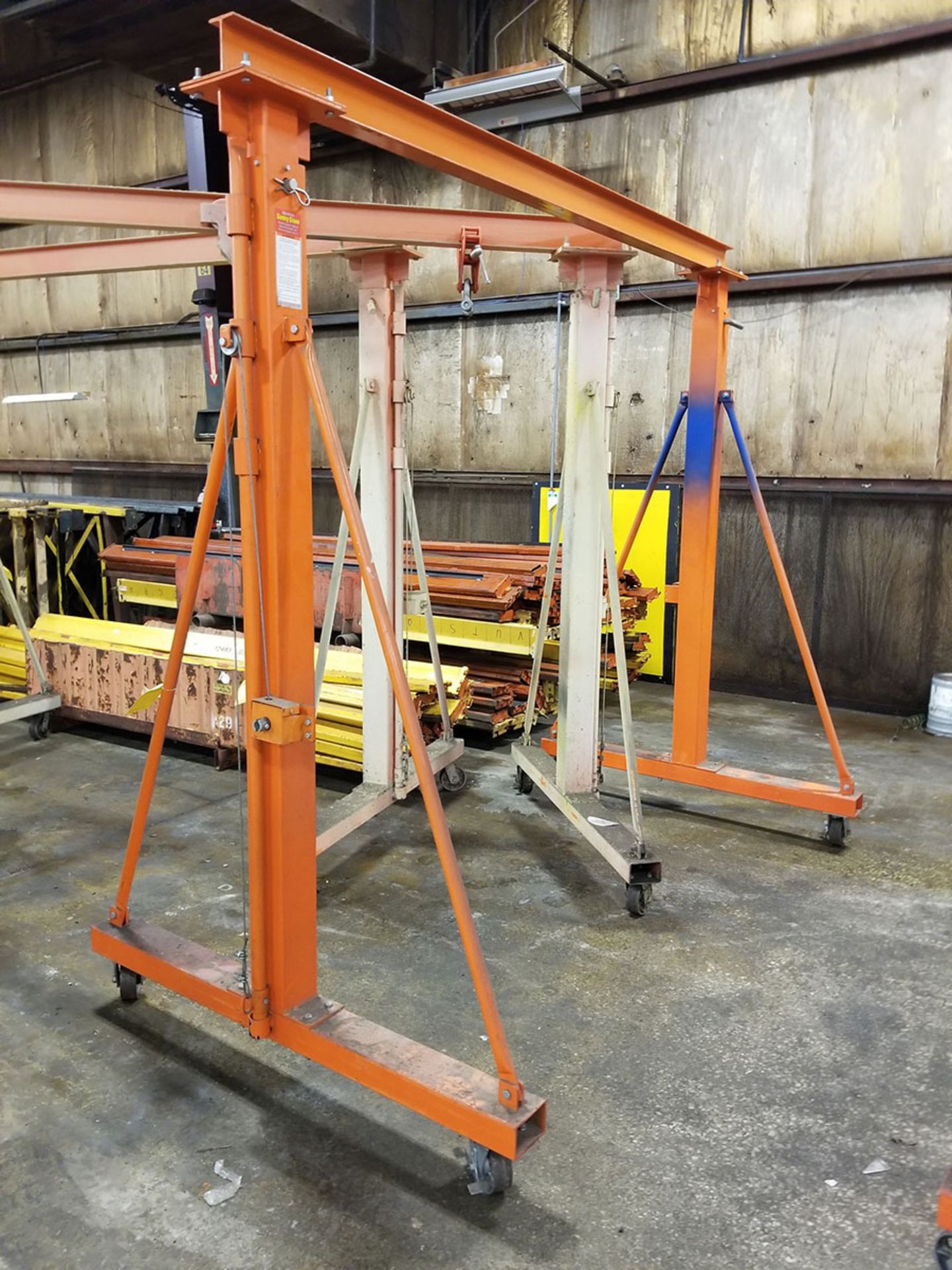 2,000 LB. ROLLING GANTRY CRANE, 99 1/2’‘ MINIMUM HEIGHT, 148’‘ MAX HEIGHT, 94’‘ OPENING - Image 4 of 4