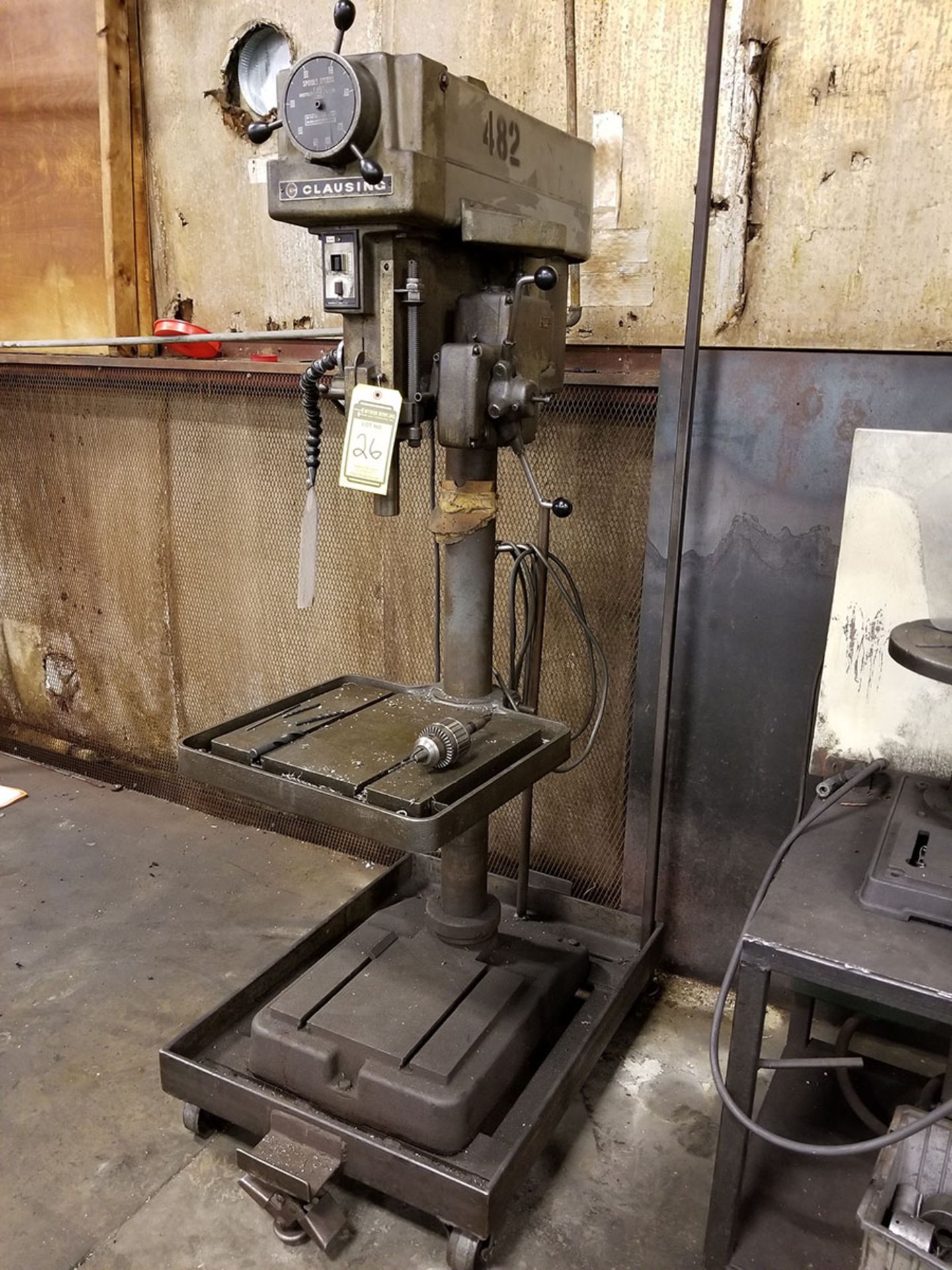 CLAUSING VERTICAL DRILL PRESS,  MODEL 2275, S/N 523549, .012 REV FEED, 7’‘ VERTICAL TRAVEL, 1’‘