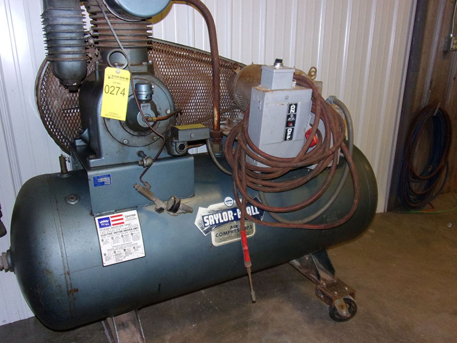 SAYLOR BELL 2-STAGE AIR COMPRESSOR; MODEL 451012-D, S/N 45Y-6-G97, 10-HP MOTOR