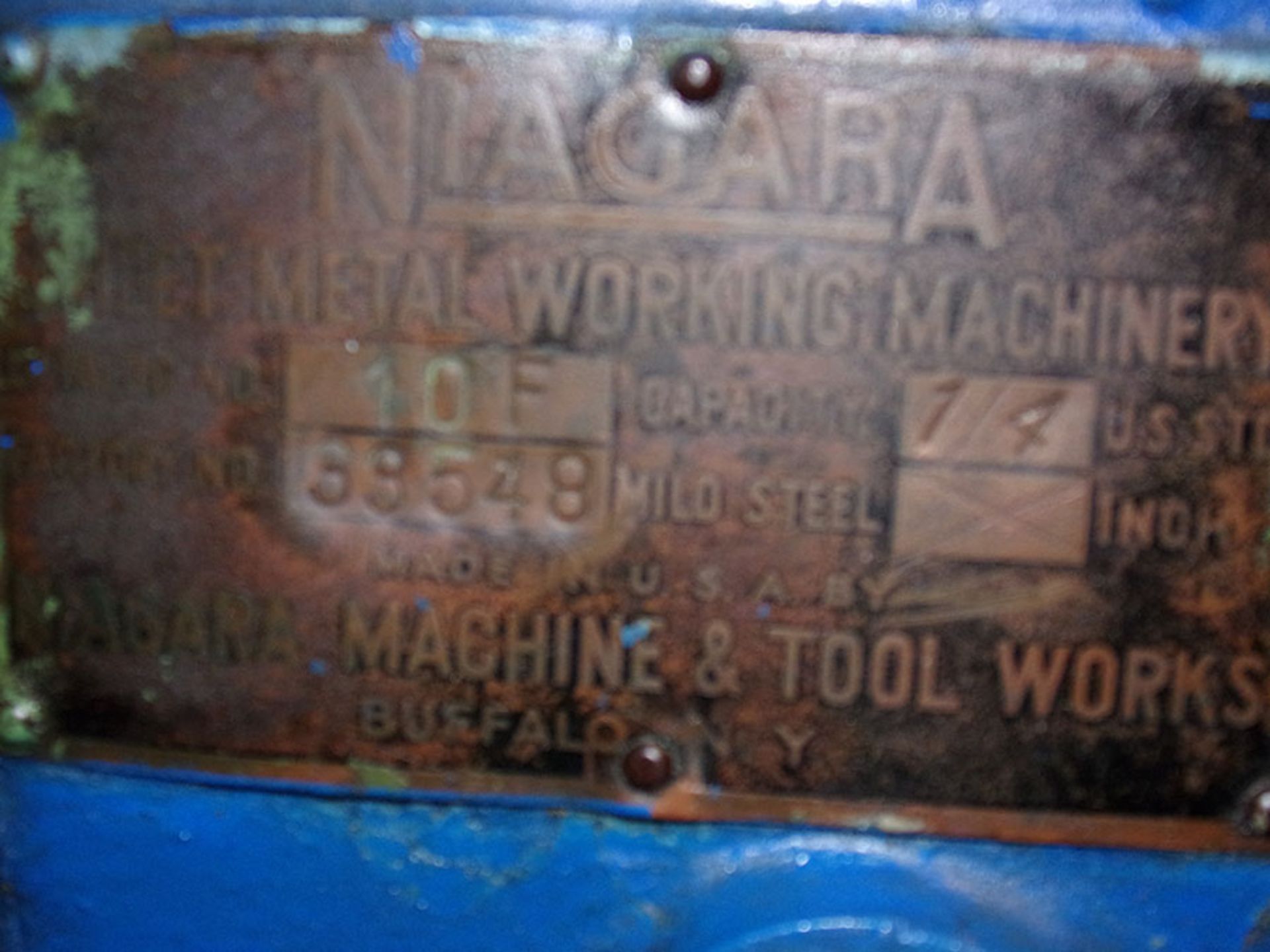 NIAGARA 10' SHEAR; 1/4'' CAPACITY, S/N 33548 - Image 3 of 3