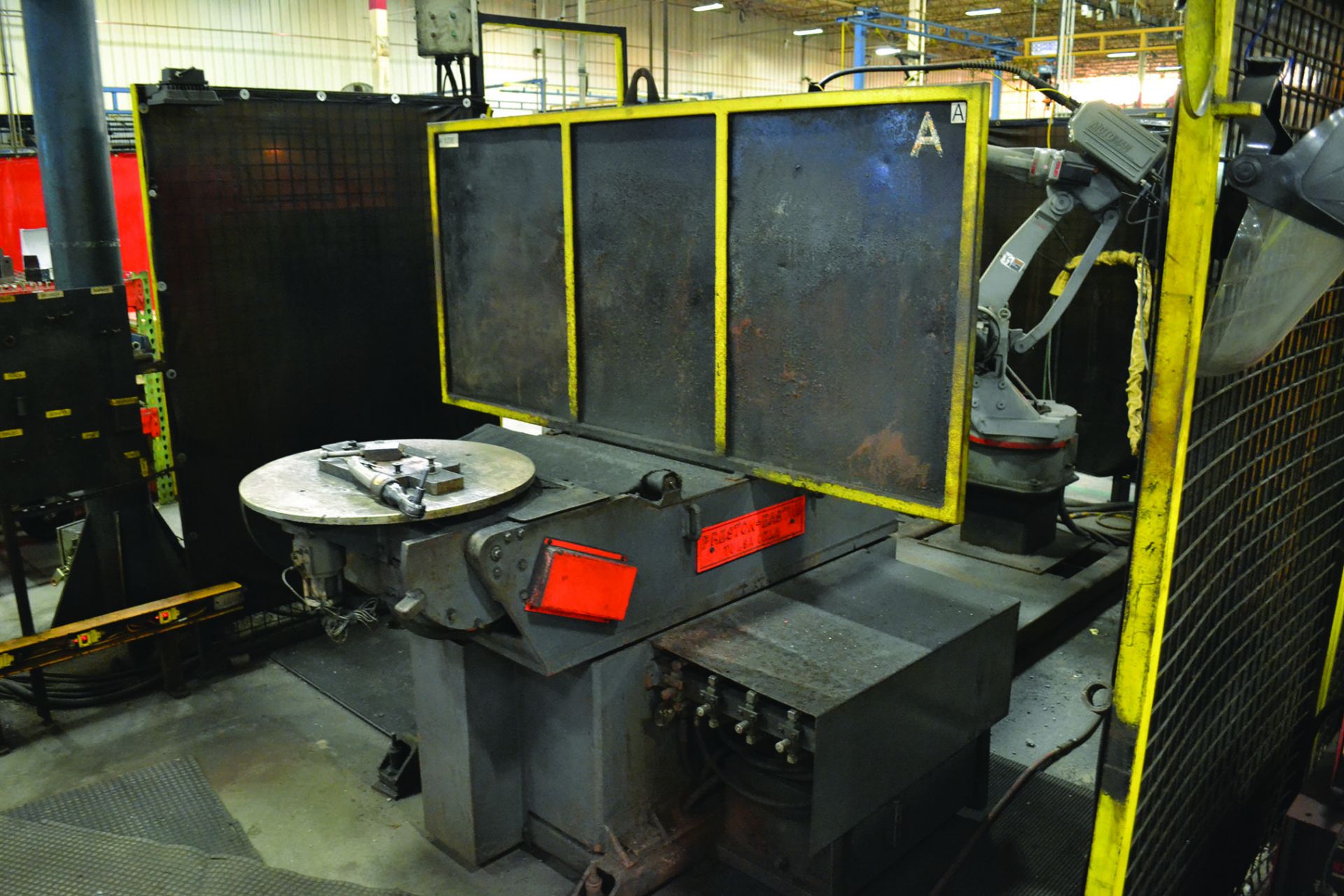 1995 MOTOMAN SK16 ROBOT WITH 1996 PRESTON EASTIN DOUBLE SIDED ROTARY TABLE, WELDING POSITIONER,