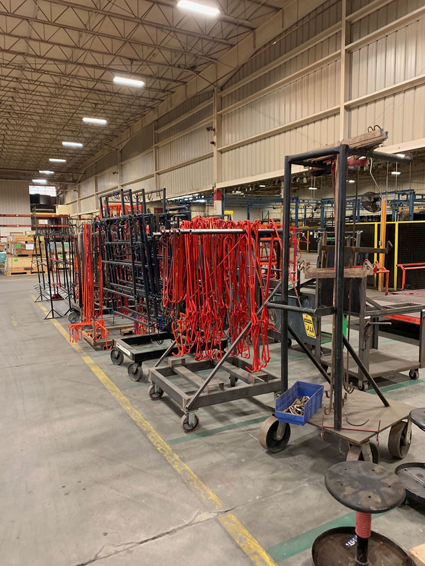 LOT OF POWDER COATING CARTS & RACKS