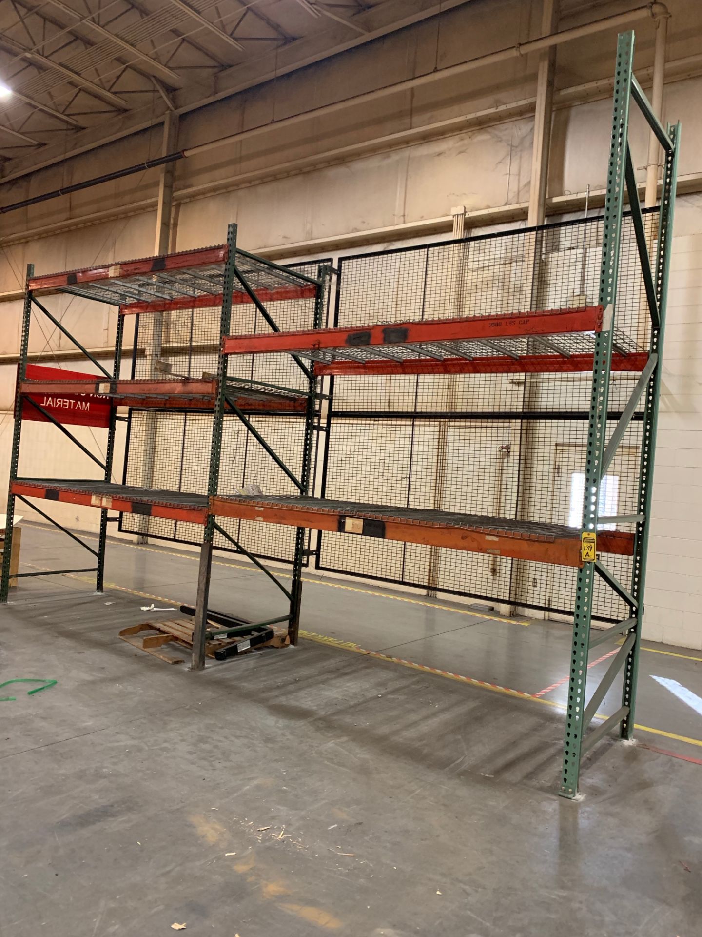 (2) SECTIONS OF TEAR DROP PALLET RACKING; (3) 14' UPRIGHTS, (10) 6'' X 120'' HORIZONTAL BEAMS,