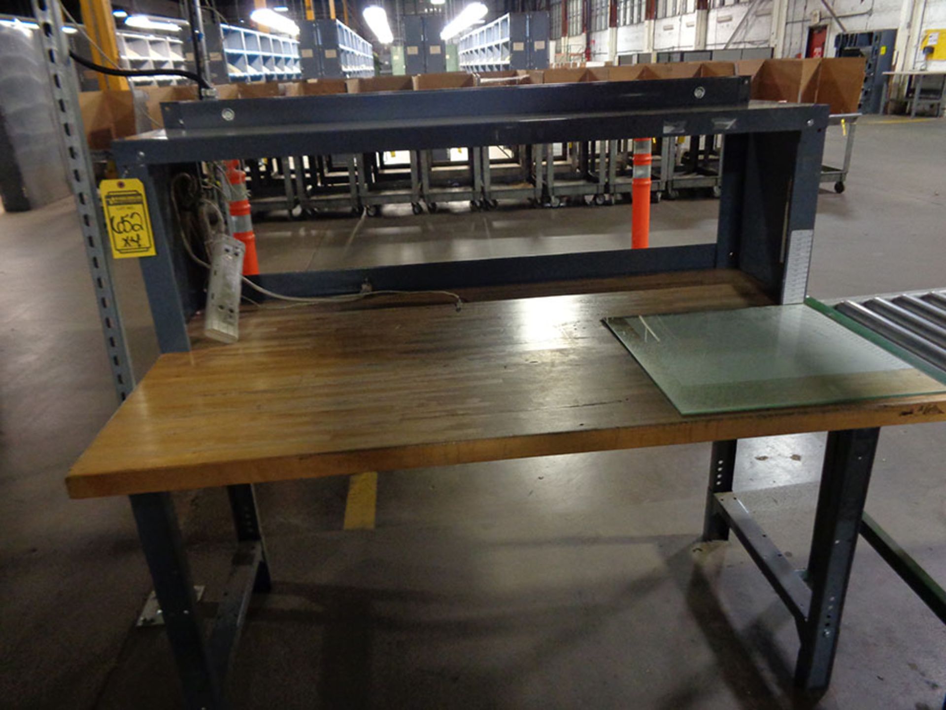 (4) WOOD TOP WORKBENCHES WITH 110V OUTLETS - Image 2 of 2