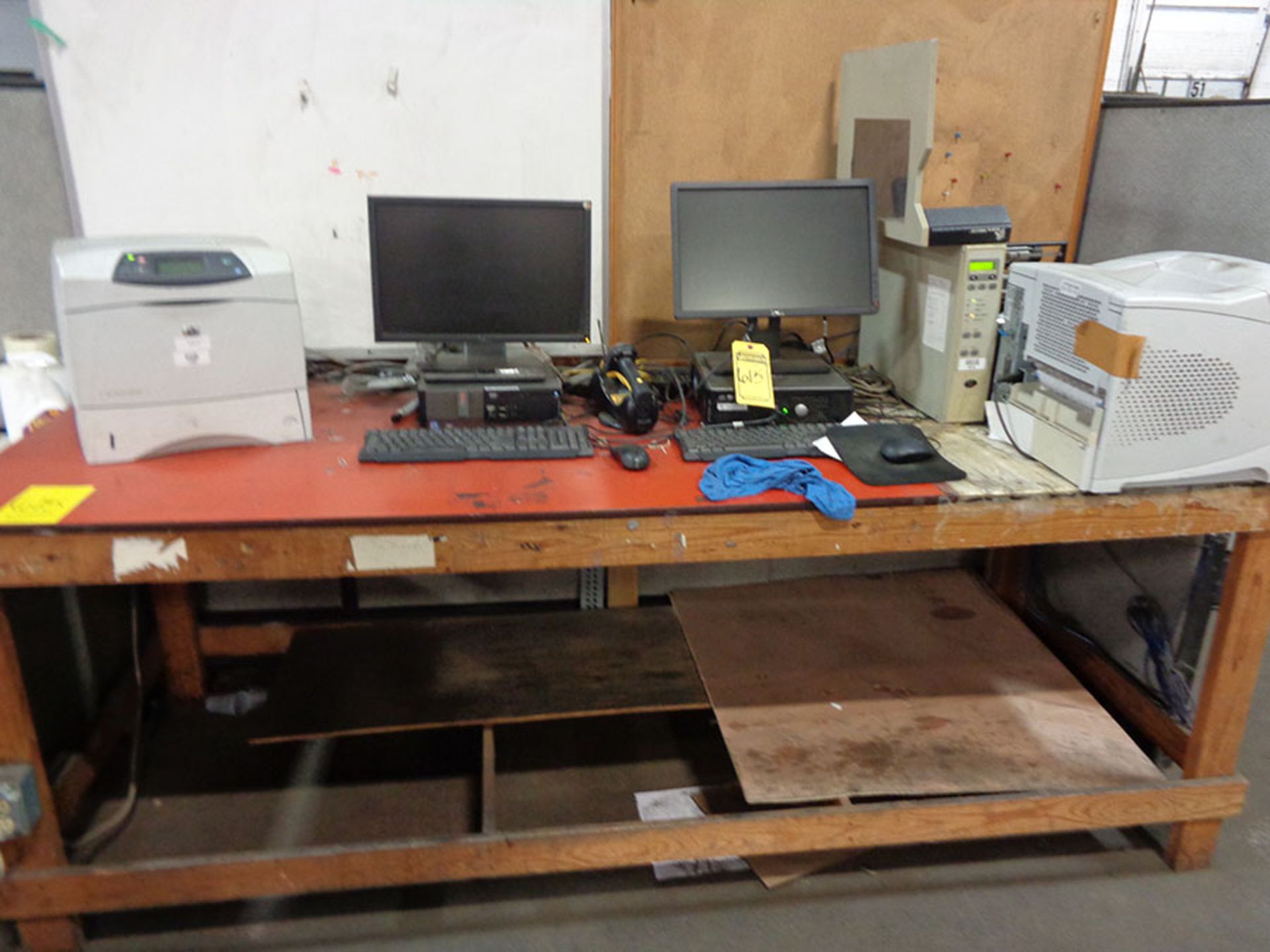 WORK AREA; (3) DESKS, ZEBRA 140XI III LABELER, (2) PRINTERS, AND PCS - Image 2 of 5