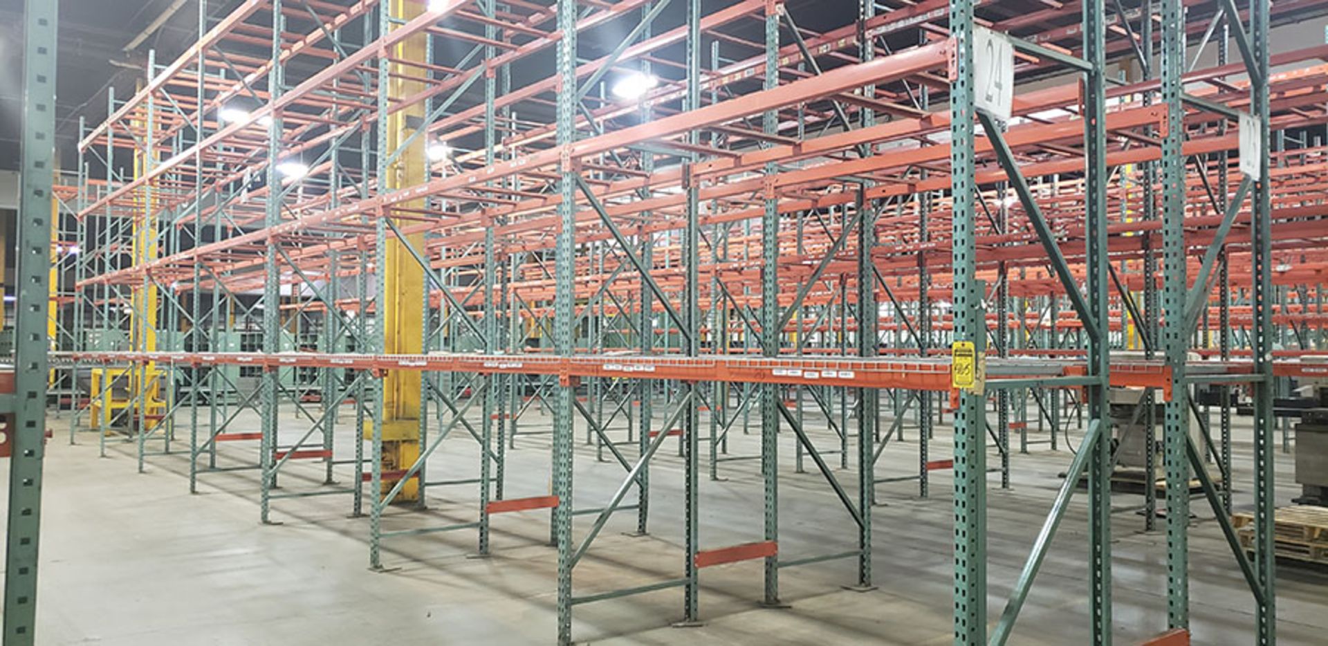 (16) SECTIONS OF INTERLAKE PALLET RACKING; (20) 18' X 36'' UPRIGHTS, (128+/-) 4'' & 3 3/4'' X 96''