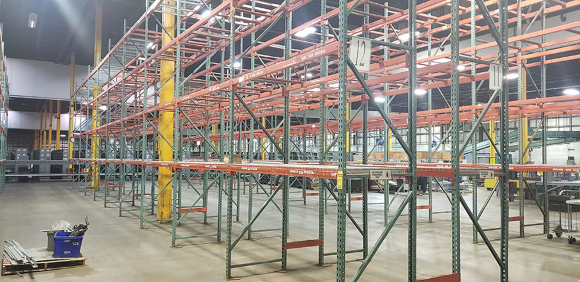 (20) SECTIONS OF INTERLAKE PALLET RACKING; (22) 18' X 36'' UPRIGHTS, (160+/-) 4'' & 3 3/4'' X 96''
