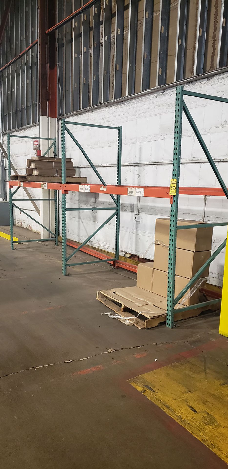 (2) SECTIONS OF INTERLAKE PALLET RACKING; (3) 8' X 42' UPRIGHTS, (6) 96'' X 4'' CROSSBEAMS