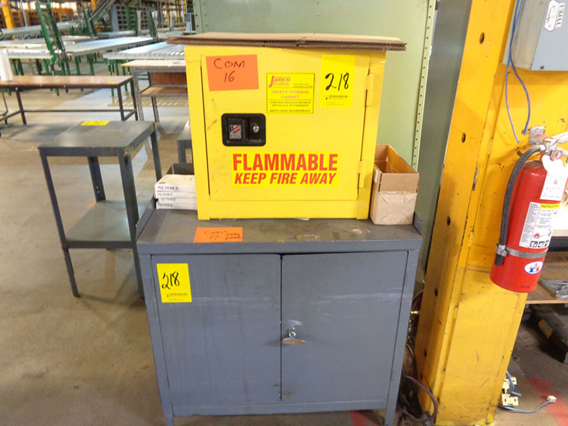 WORKBENCH WITH BESSEY 6'' BENCH VISE, CABINET WITH JIFFY PARTS, FLAMMABLE LIQUIDS STORAGE CABINET - Image 2 of 3