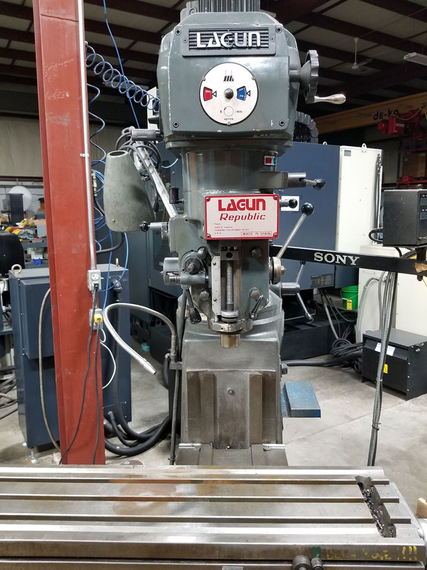 LAGUN REPUBLIC TURRET VERTICAL MILLING MACHINE, SONY MILLMAN LH51 2 AXIS CONTROL, 23'' BACK, 5'' - Image 13 of 13