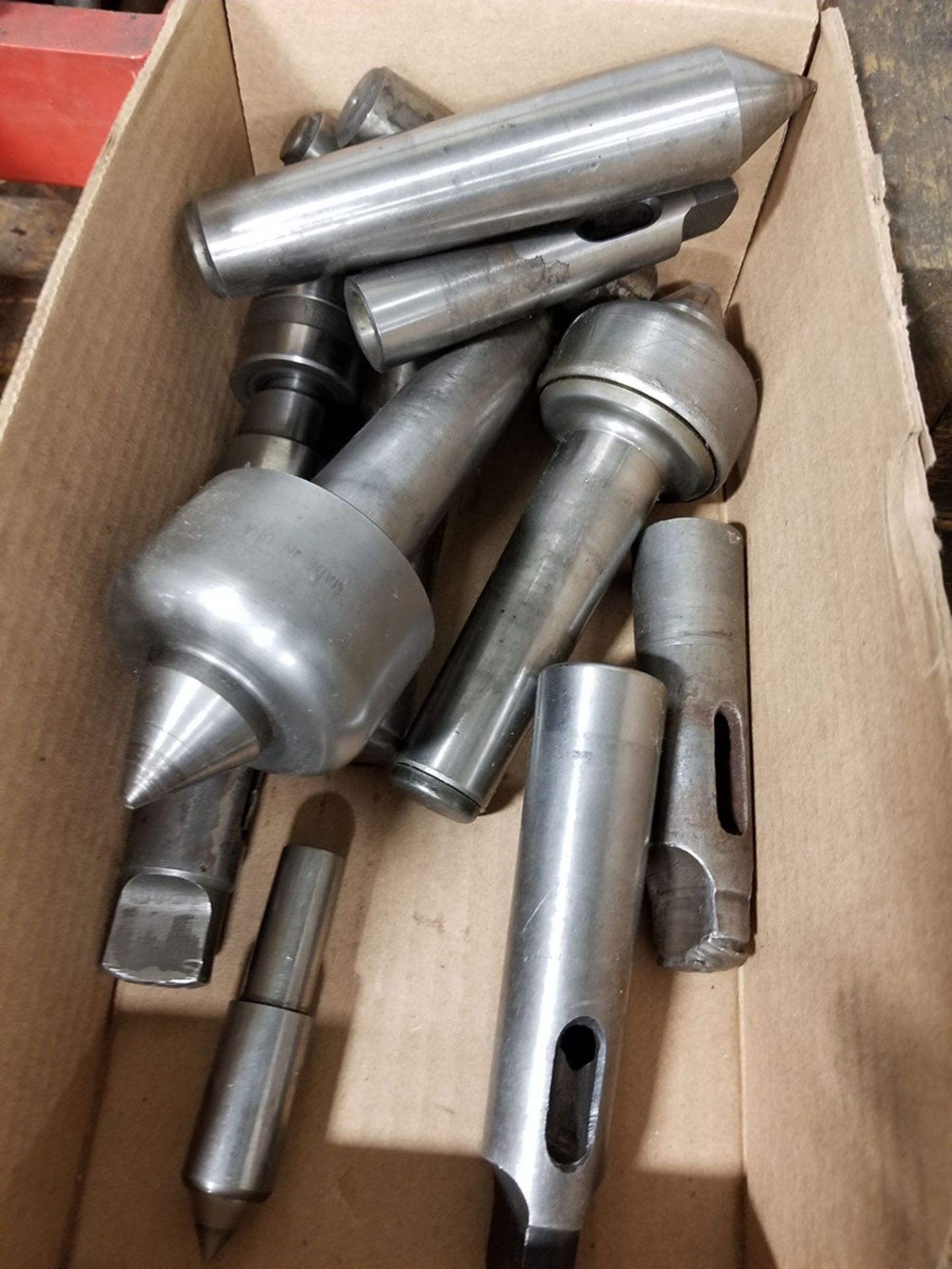 LOT OF LIVE/DEAD SPINDLE CENTERS AND LATHE COLLET SHAFTS