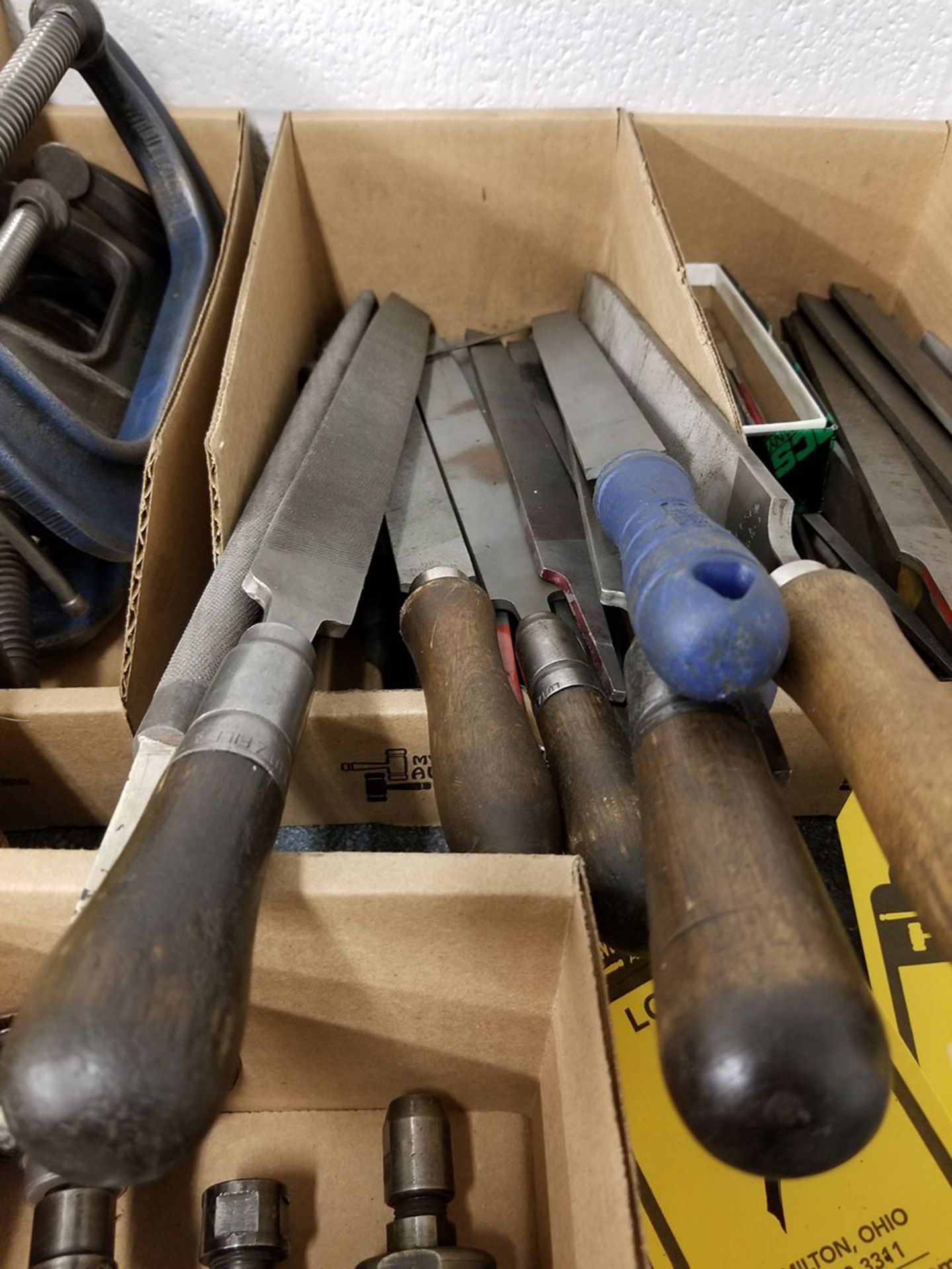 BOX OF LARGE HANDLE FILES, WOOD, AND PLASTIC HANDLES, ASSORTED SIZES - Image 2 of 3