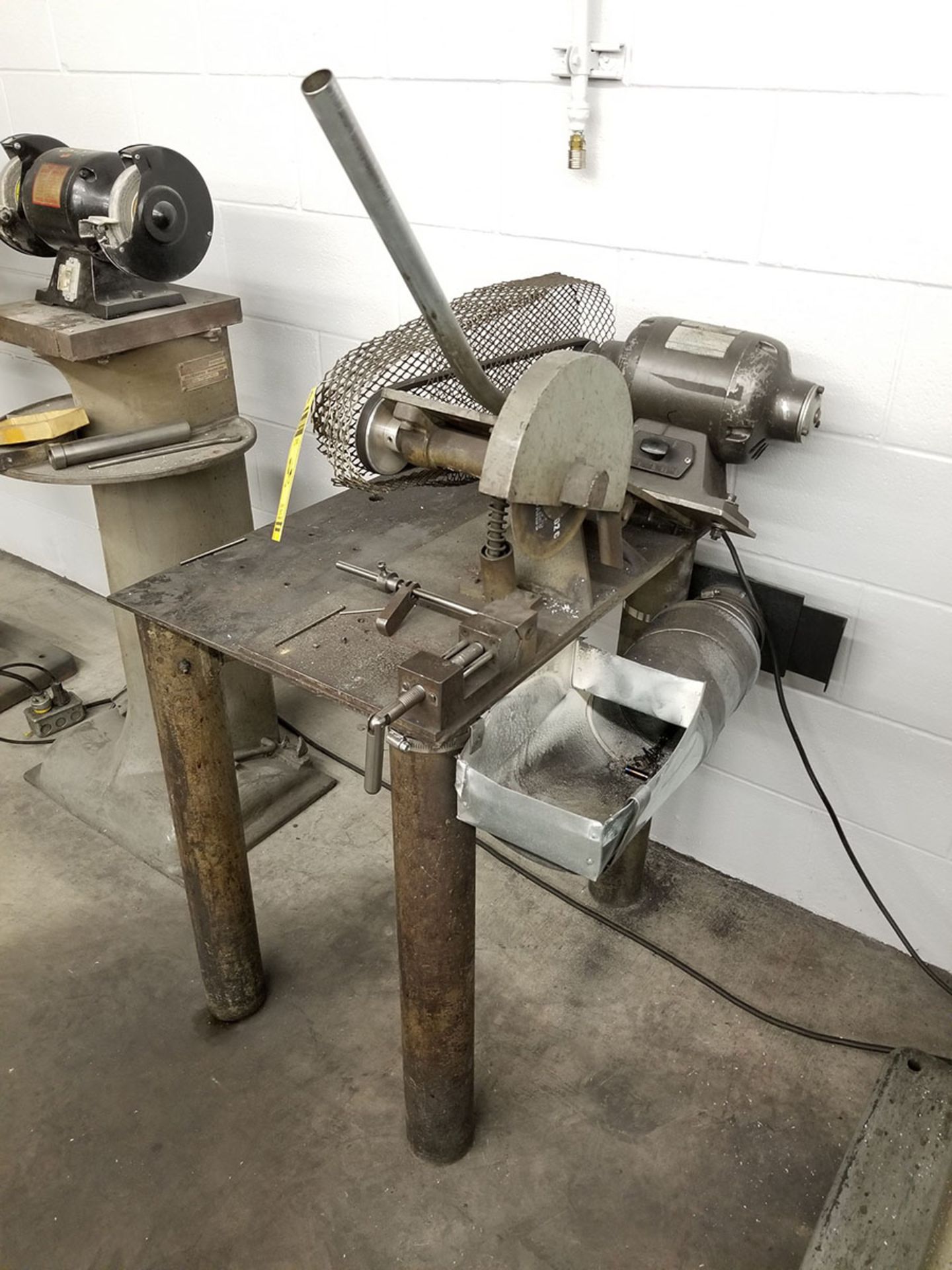 KI 6'' METAL CHOP SAW ON STEEL PEDESTAL, DEBRIS CATCH EXHAUST BASIN, 3/4 HP, 3,450 RPM - Image 2 of 6