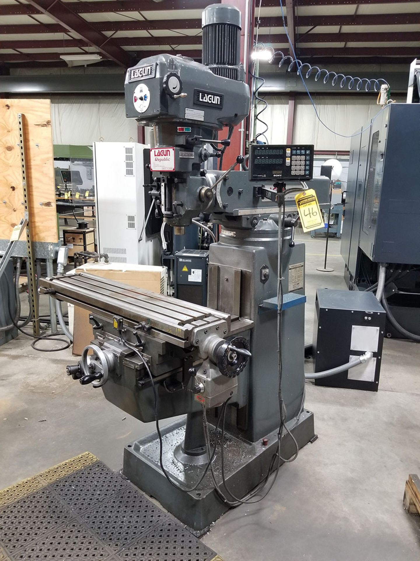 LAGUN REPUBLIC TURRET VERTICAL MILLING MACHINE, SONY MILLMAN LH51 2 AXIS CONTROL, 23'' BACK, 5''