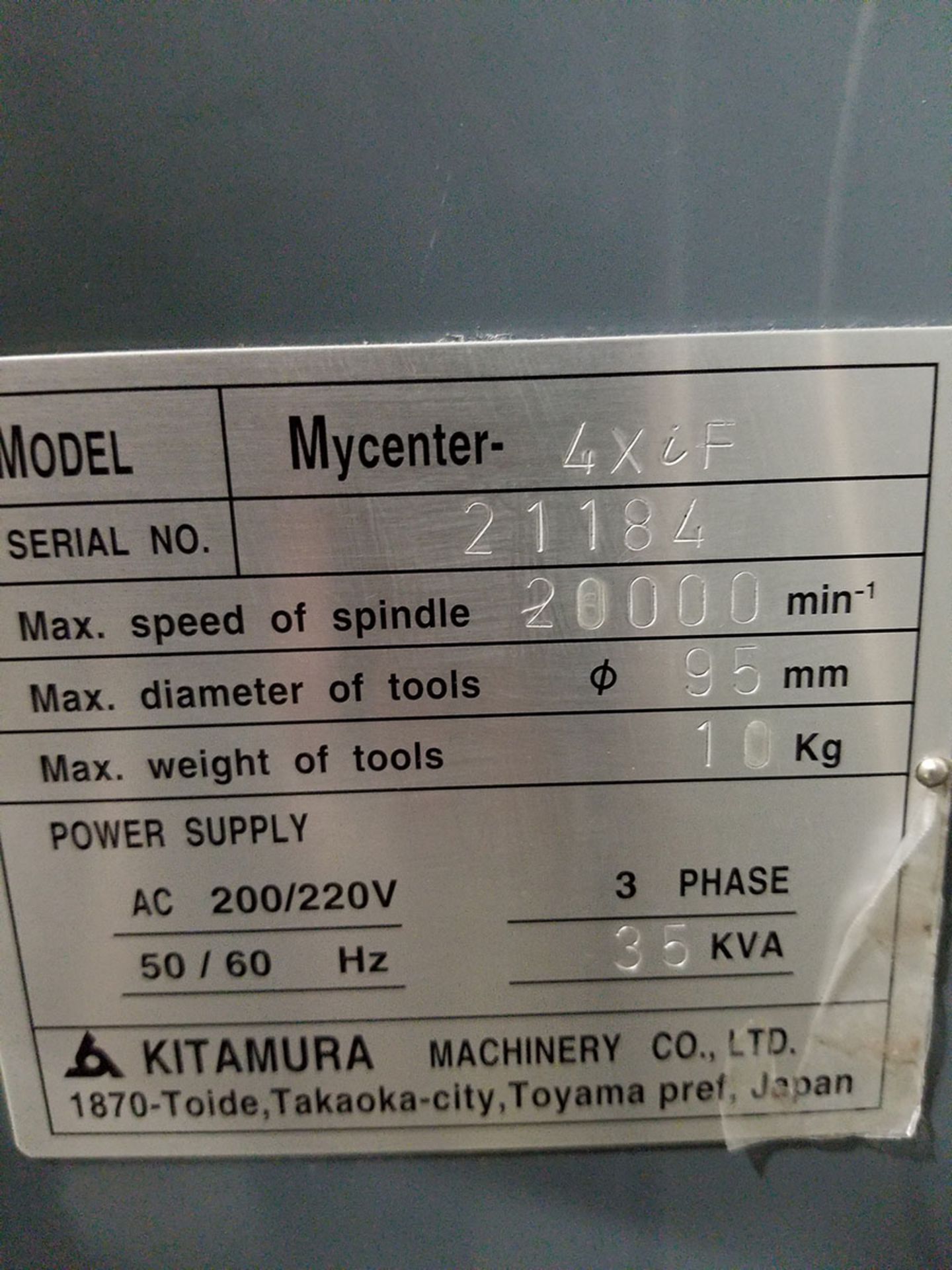 2006 KITAMURA CNC VERTICAL MACHINING CENTER, MODEL MYCENTER 4XIF, FANUC 16I-MB CNC CONTROL WITH HPCC - Image 19 of 20