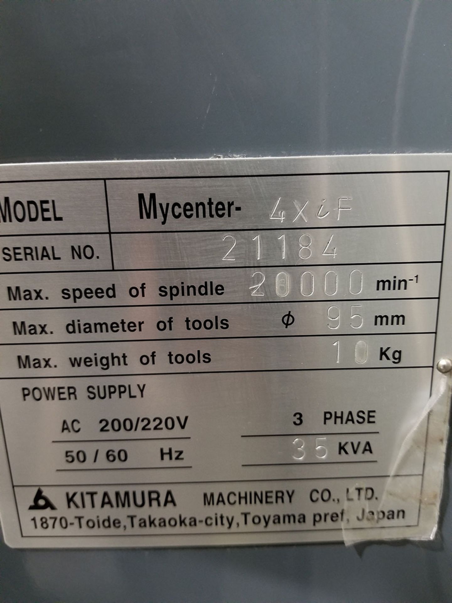 2006 KITAMURA CNC VERTICAL MACHINING CENTER, MODEL MYCENTER 4XIF, FANUC 16I-MB CNC CONTROL WITH HPCC - Image 18 of 20