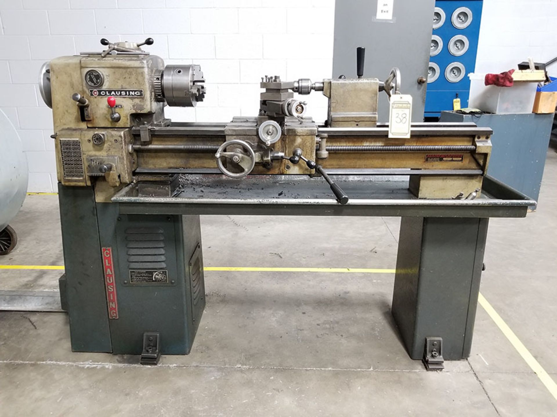 CLAUSING GAP BED ENGINE LATHE, 50'' BED, 6'' CENTER OVER BED, 6'' 3 JAW CHUCK, TAILSTOCK, CROSS