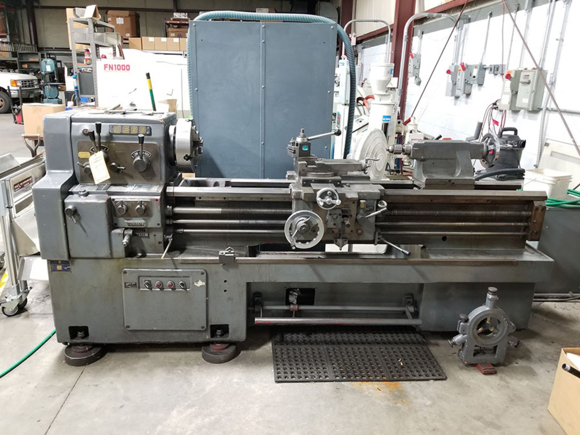 WEBB GAP BED ENGINE LATHE, 80'' BED, 8 1/2'' CENTER OVER BED, 12'' 4 JAW CHUCK, TAILSTOCK, POWER