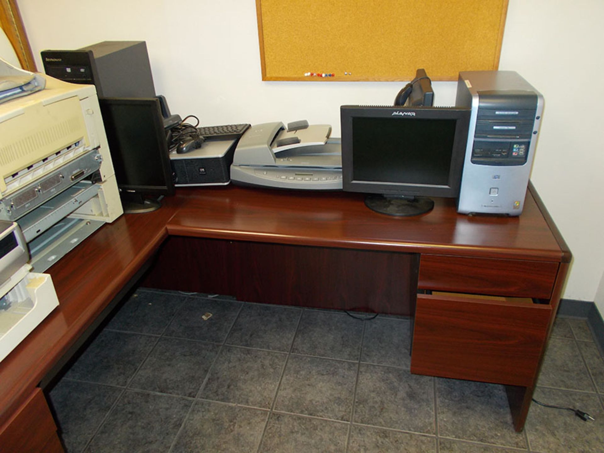 CONTENTS OF OFFICE; DESKS, COPIERS, LASER JET PRINTER, IT EQUIPMENT, AND MISC. ITEMS - Image 3 of 4