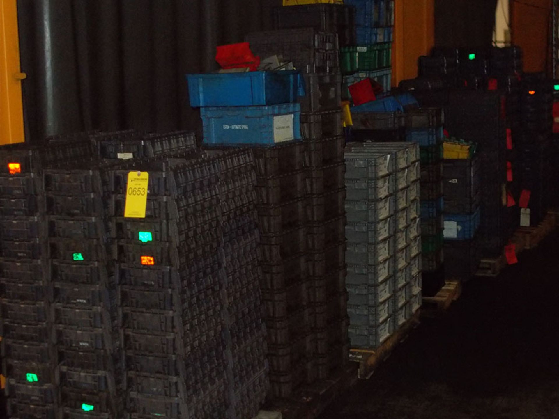 (7) PALLETS OF PLASTIC TOTES