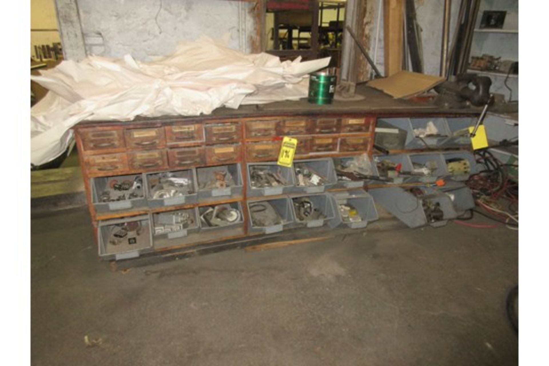 (2) SHELVES OF ASSORTED ITEMS, BENCH OF ASSORTED ITEMS; ELECTRICAL & PLUMBING PARTS - Image 6 of 8