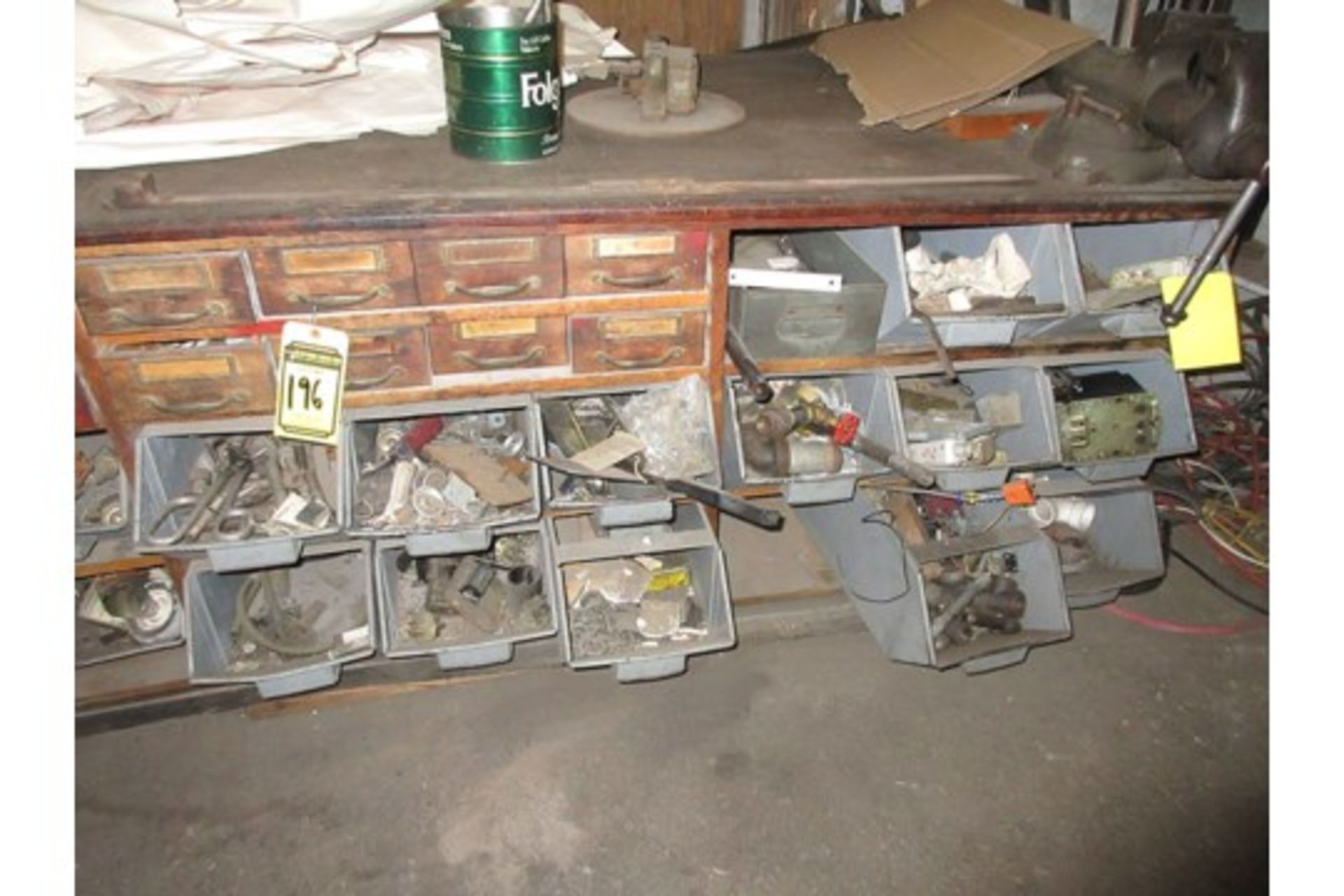 (2) SHELVES OF ASSORTED ITEMS, BENCH OF ASSORTED ITEMS; ELECTRICAL & PLUMBING PARTS - Image 4 of 8