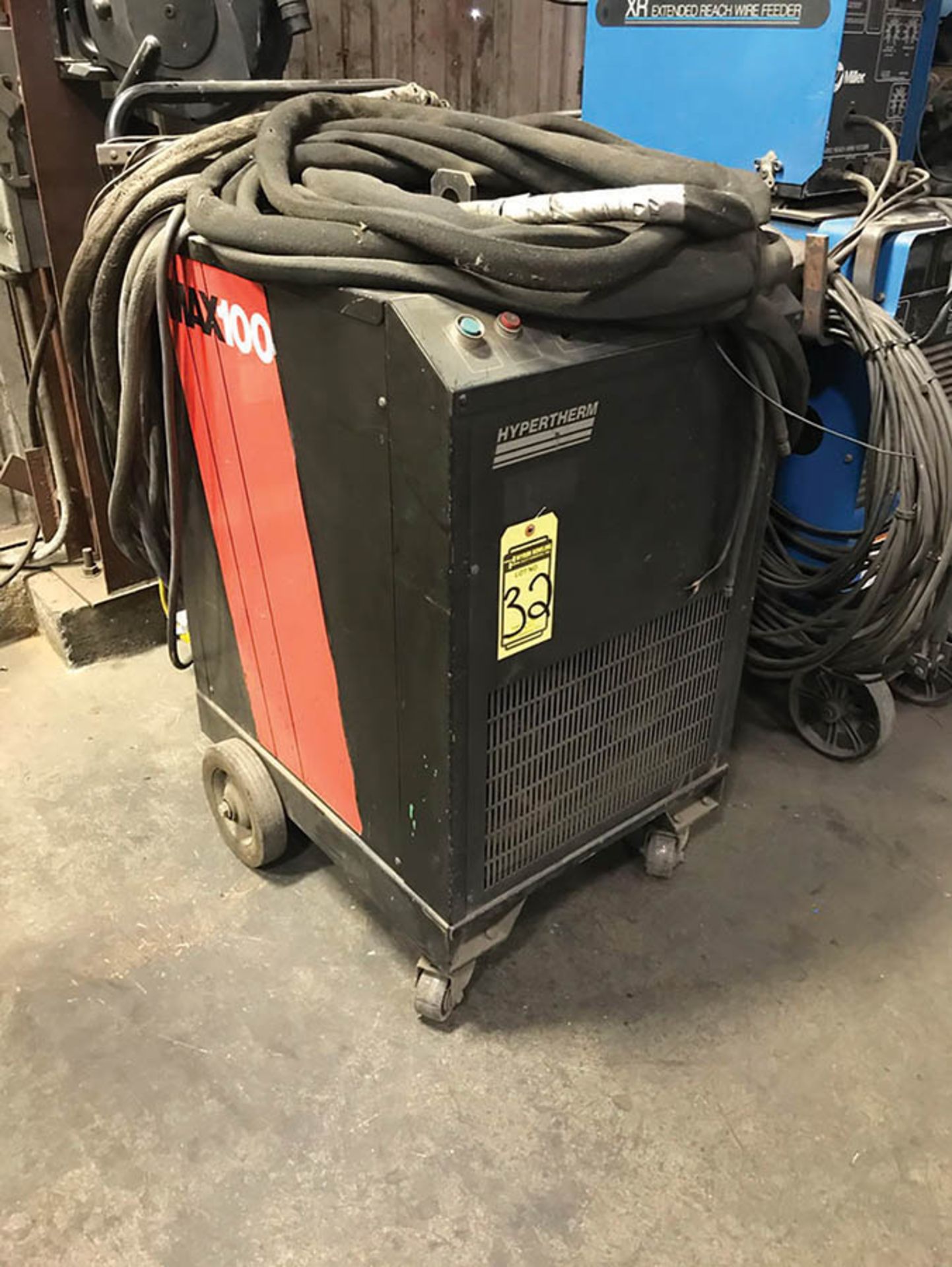 HYPERTHERM 100A PLASMA CUTTING SYSTEM, MODEL MAX100, S/N 70-291, OUTPUT: 120V 235 MAX OCV, 80%