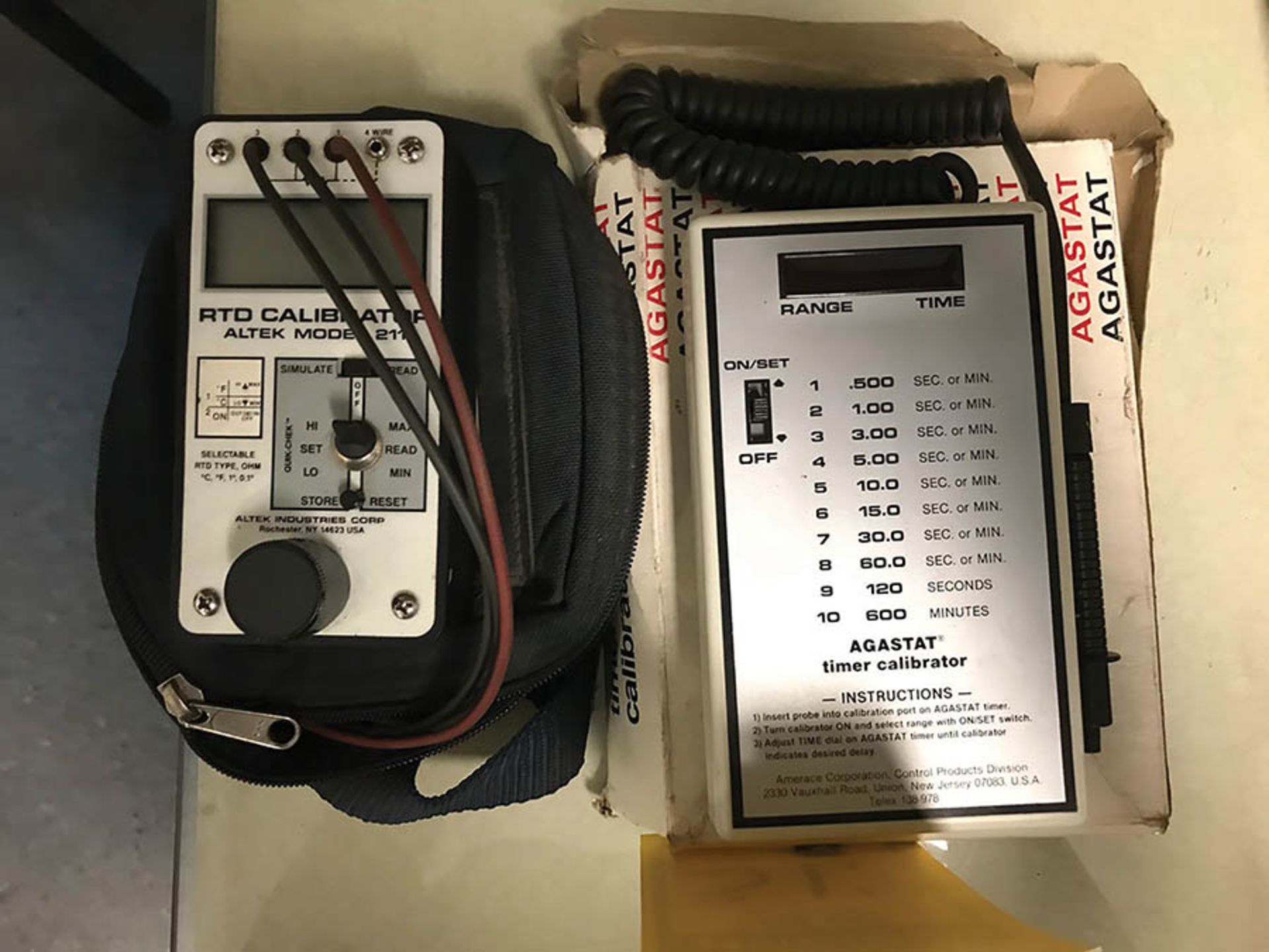 (X2) CALIBRATION UNITS, (1) ALTEK MODEL 211 RTD CALIBRATOR & (1) AGAST TIMER CALIBRATOR