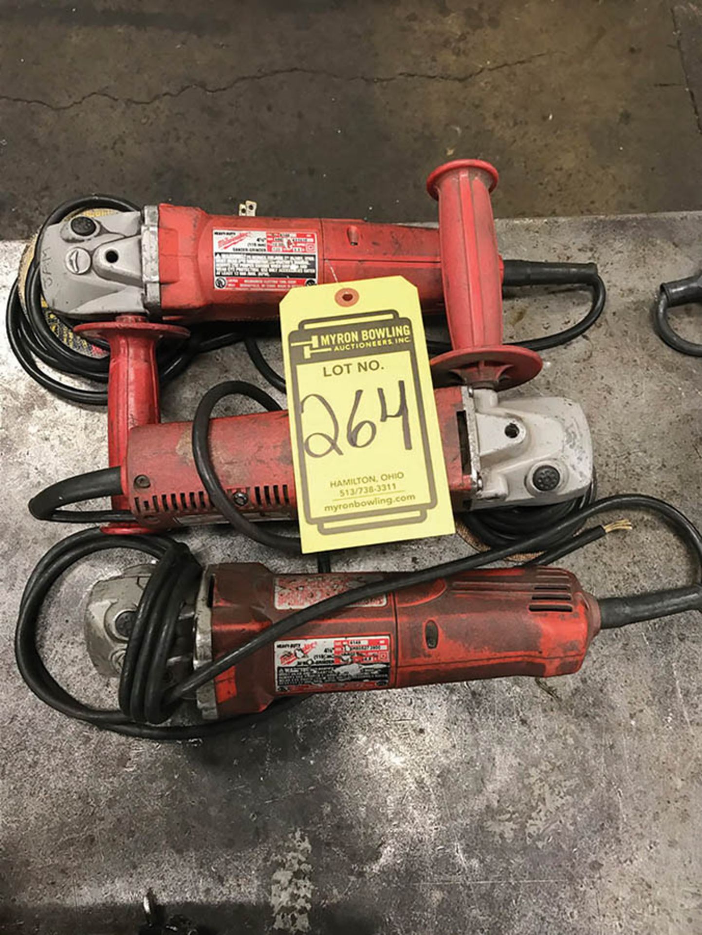 (X3) MILWAUKEE 4-1/2'' ELECTRIC ANGLE GRINDERS, 115V