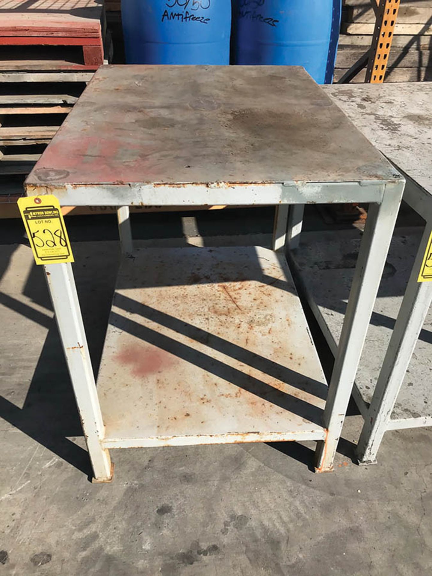 HEAVY DUTY STEEL TABLE, 42'' X 30'' X 41.5'', (NO CONTENTS)