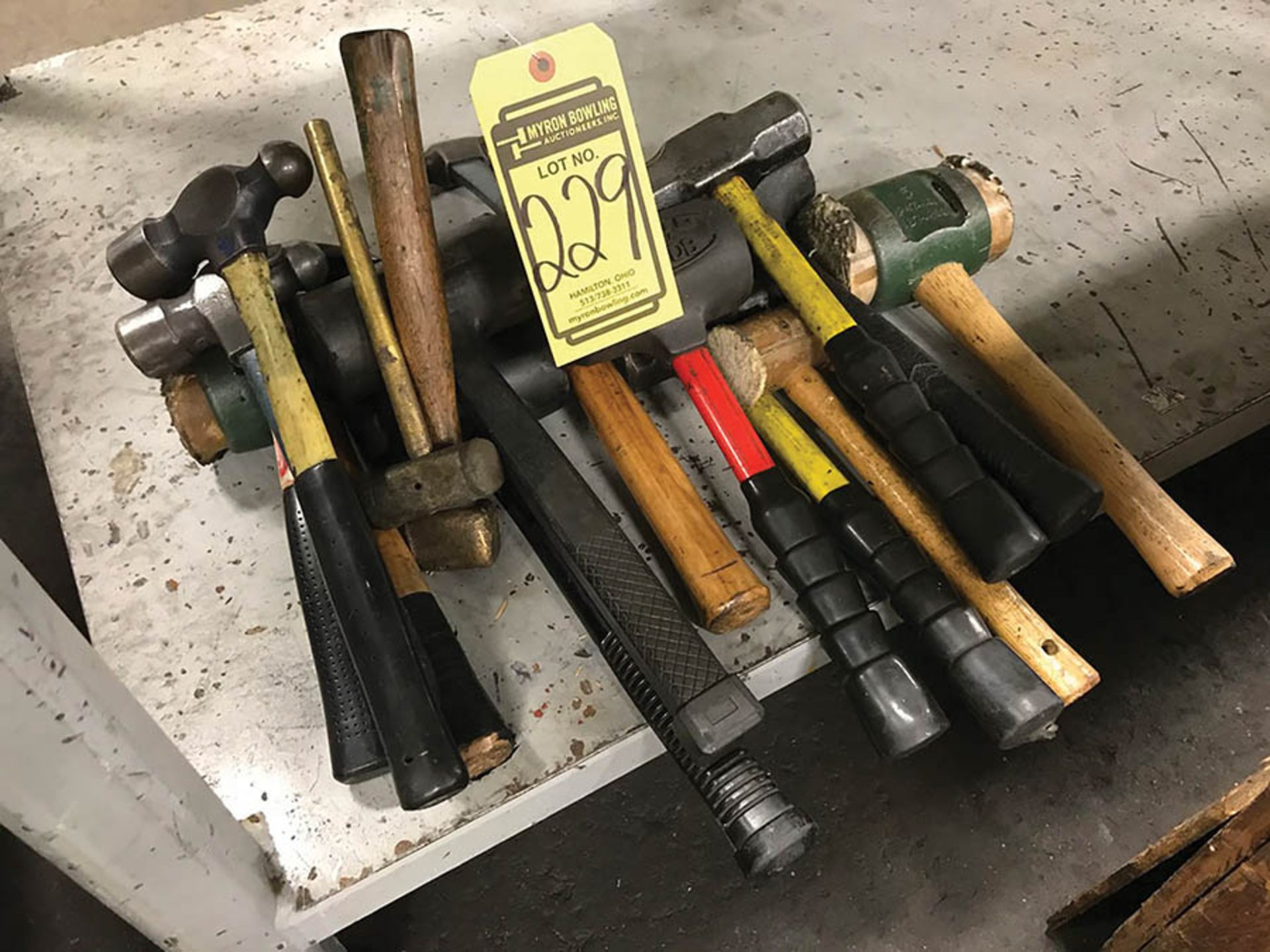 LOT OF ASSORTED HAMMERS, TO INCLUDE BALL PEEN, SLEDGE, & SOFT BLOW HAMMERS - Image 2 of 2