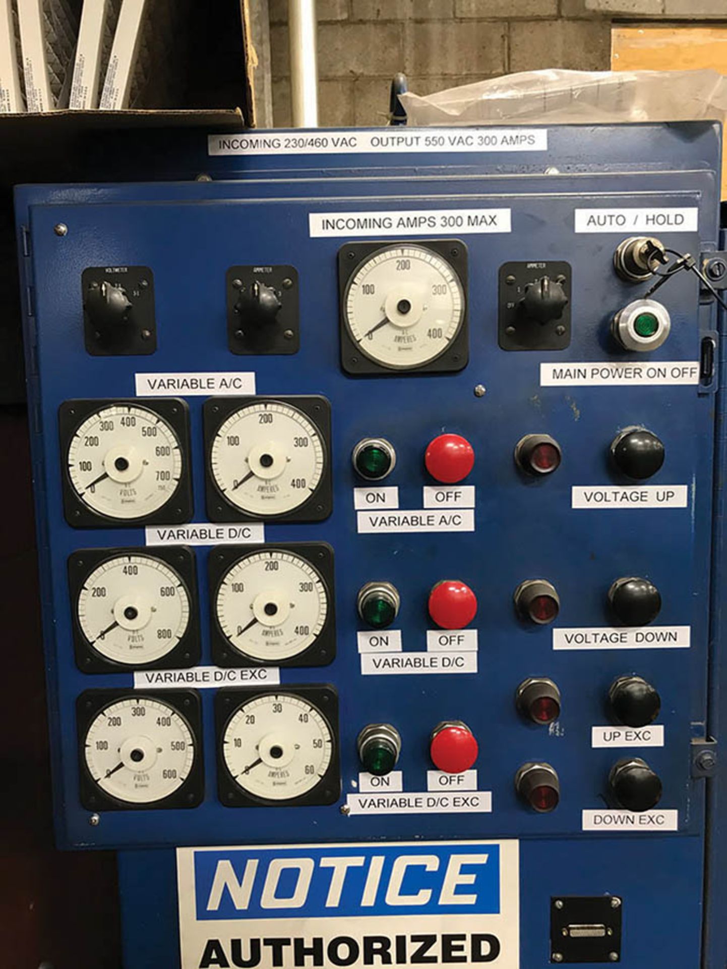 VARIAC 300A/550V AC/DC VARIABLE VOLTAGE TEST PANEL, INPUT: 230/460V, 3PH - Image 7 of 9