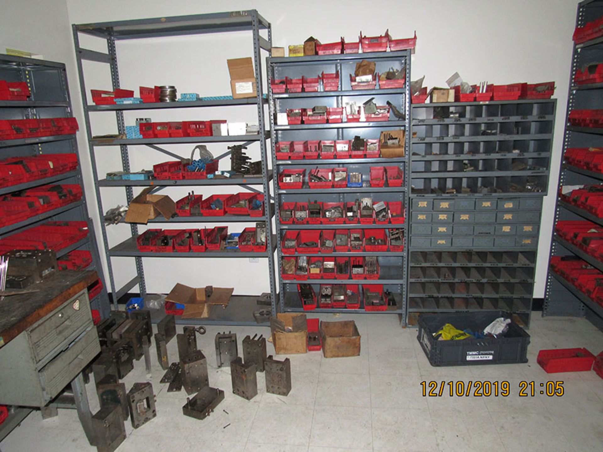 ALL CONTENTS OF MOLD ROOM; MOLDS, SHELVING, AND MAPLE TOP WORK BENCH - Image 2 of 4