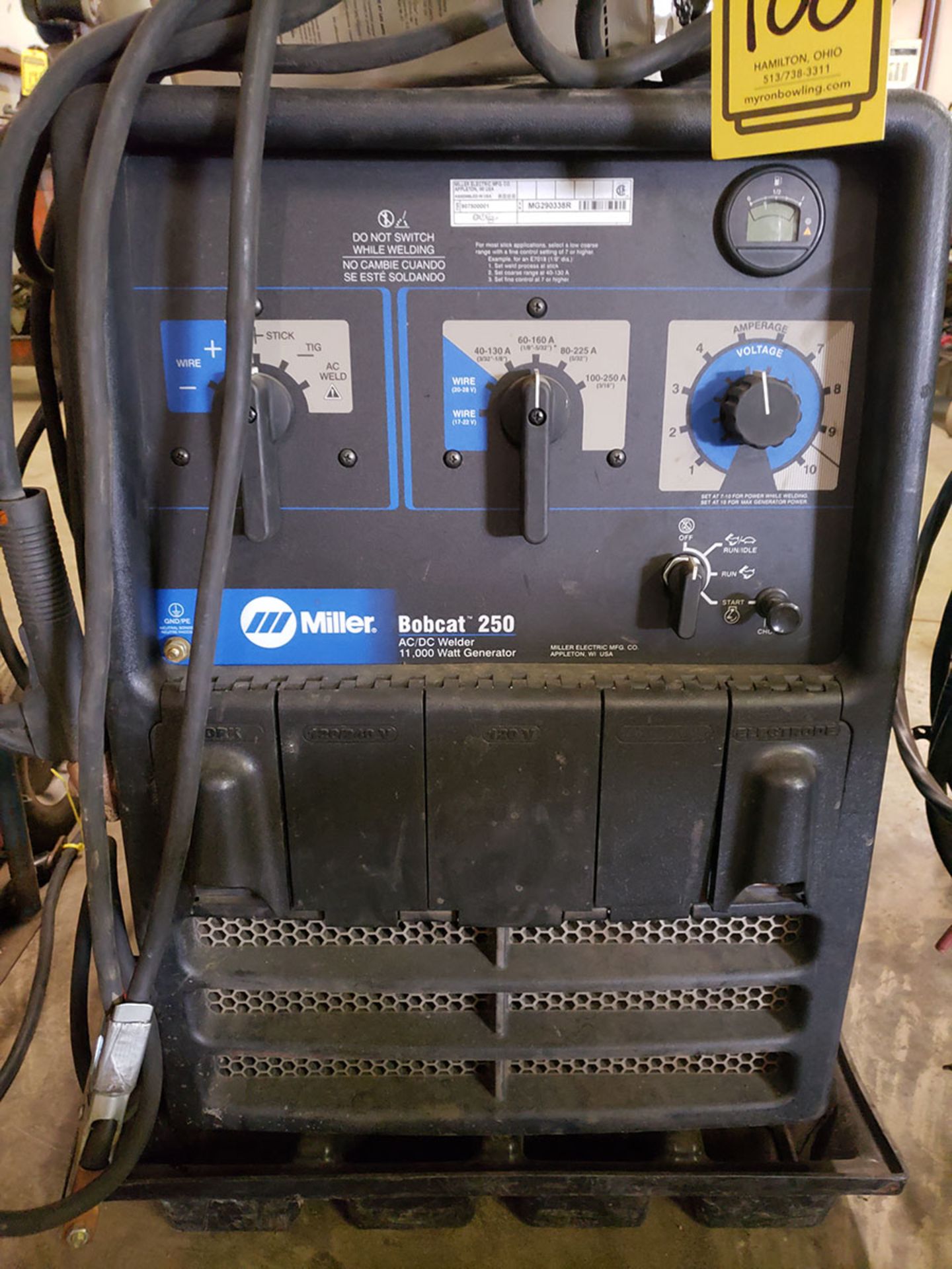 MILLER BOBCAT 250 AC/DC WELDER; 11,000 WATT GENERATOR