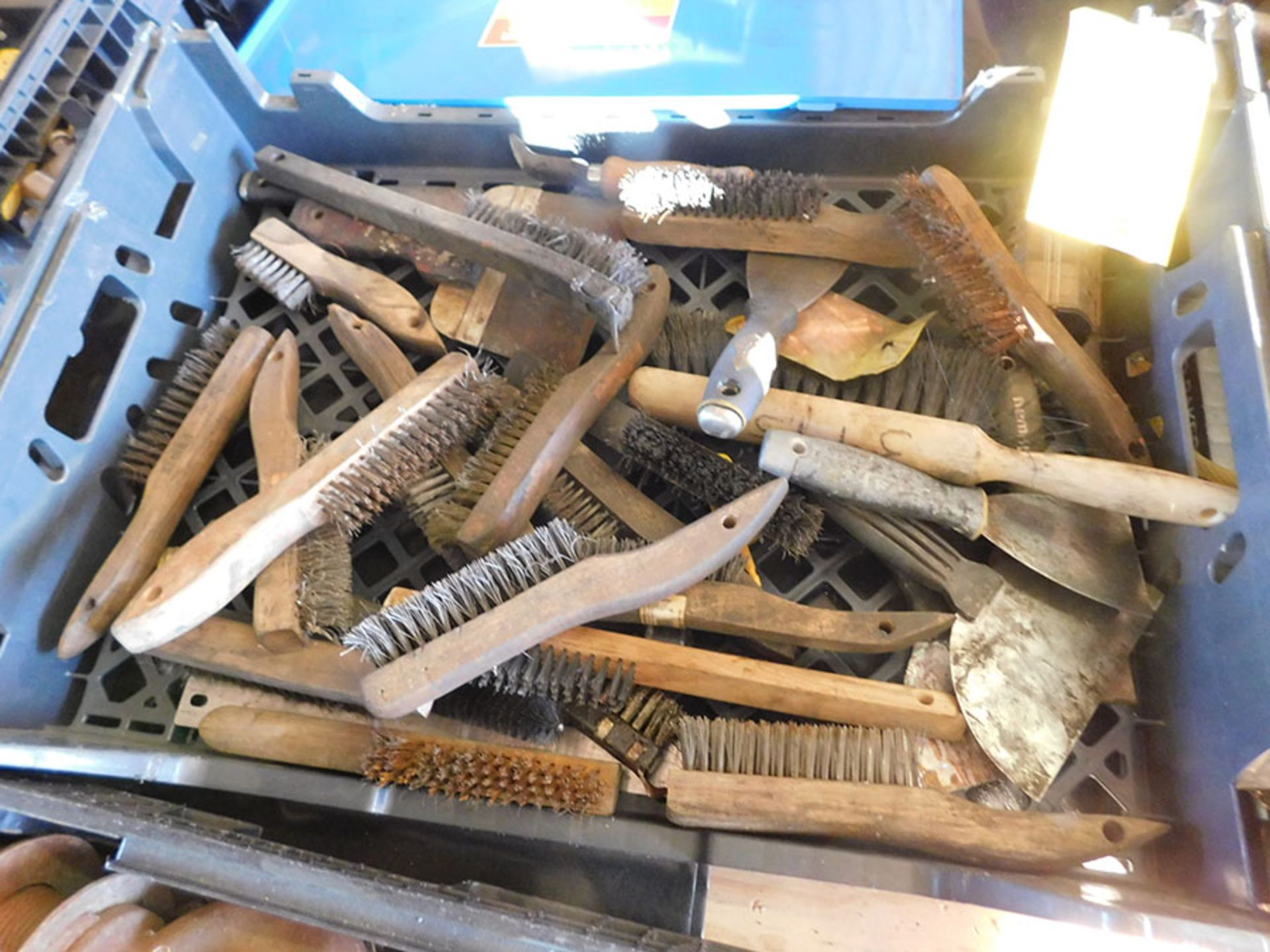 LOT OF STEEL BRUSHES, FILES, AND STEEL WEDGES