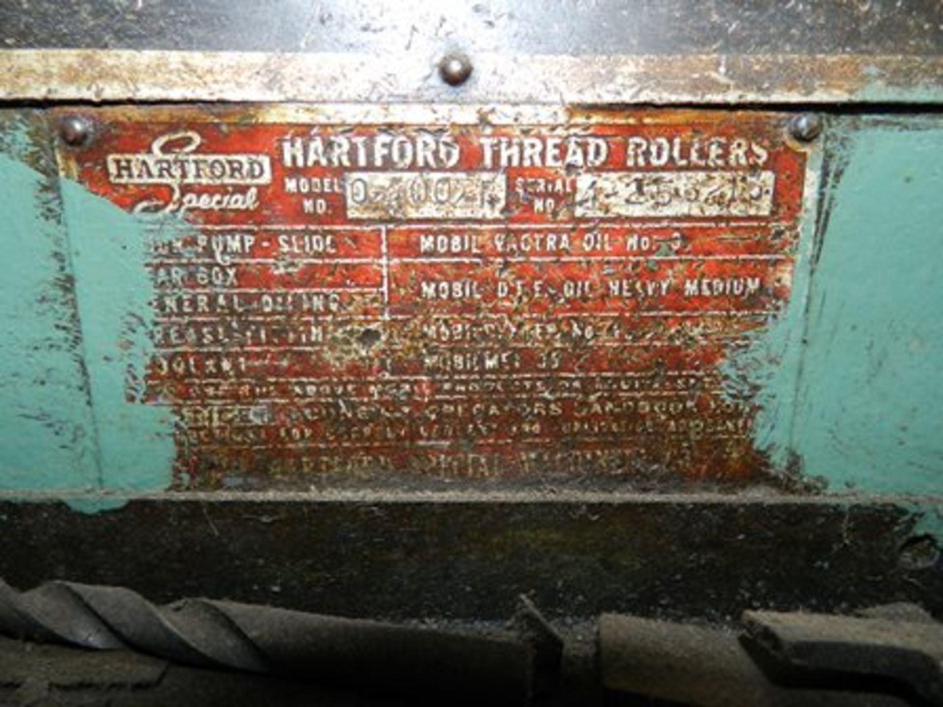 Máquina roladora de tornillos marca Hartford modelo 0-400 serie 4-256-13 - Image 7 of 13