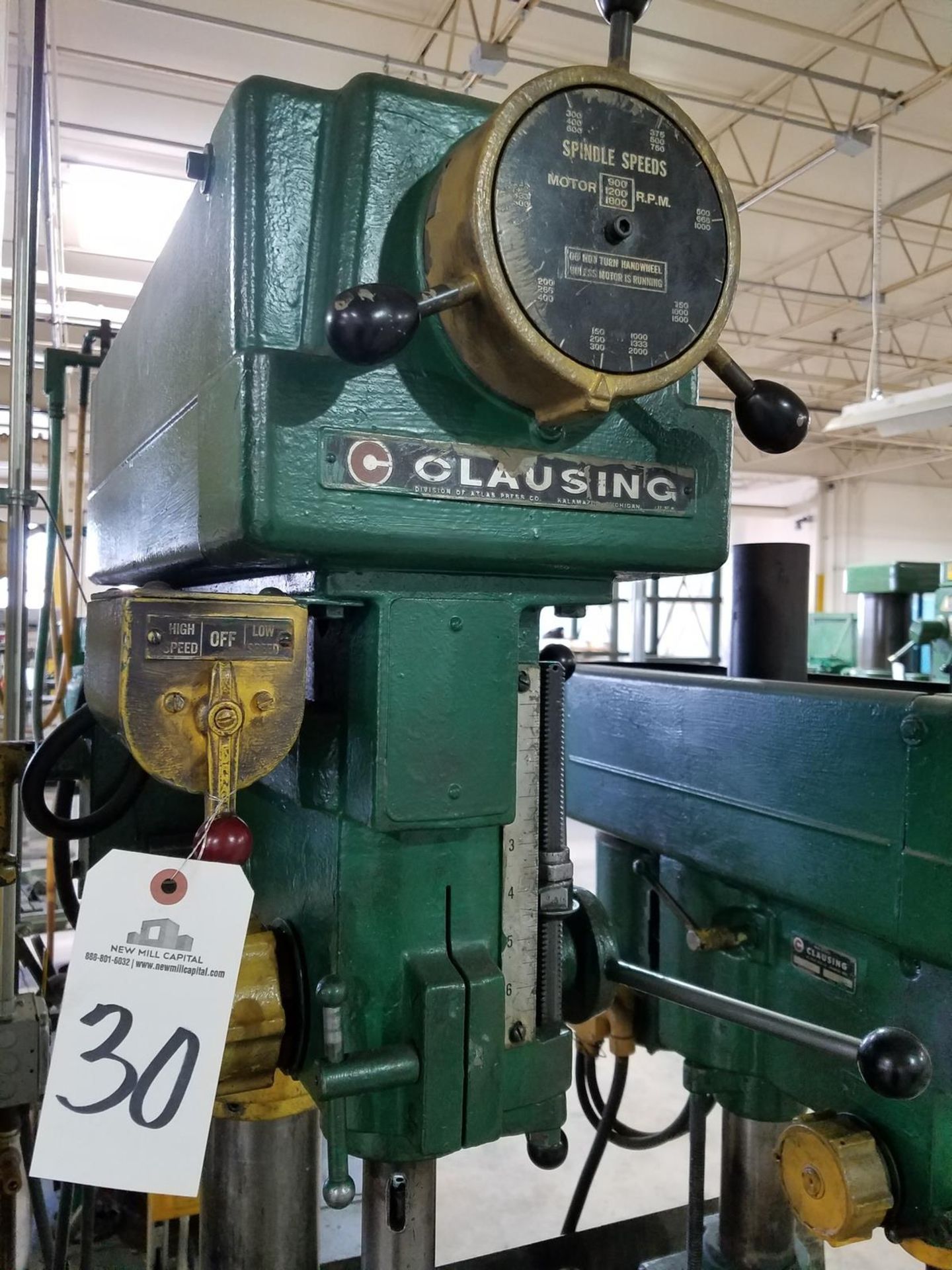 Clausing 20" 4 Spindle Gang Drill, 15" x 80" T-Slot Table, Variable Speed | Rig Fee: $300 - Image 4 of 6