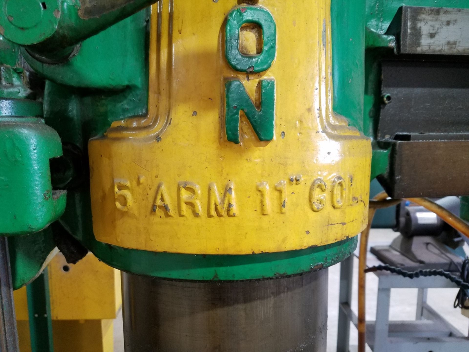Carlton 5' Arm on 11" Column Radial Drill Press, 53-570 RPM, 23" X 45" Tilt Table | Rig Fee: $975 - Image 2 of 3