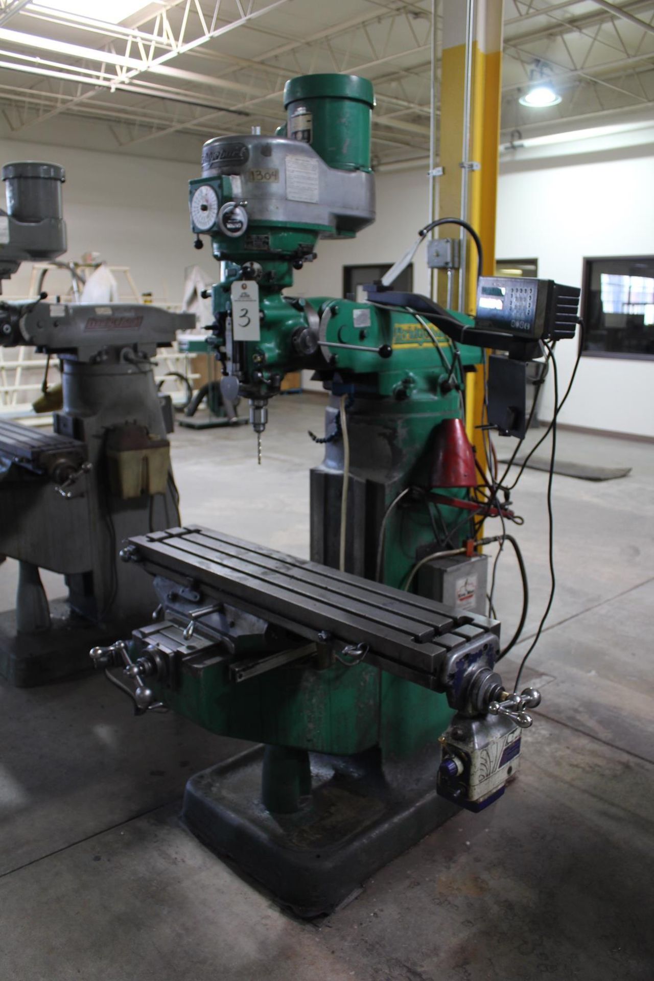 Bridgeport Vertical Milling Machine, S/N 155833, 1 1/2 HP, 2 Axis DRO, 9" x 42" Ta | Rig Fee: $185