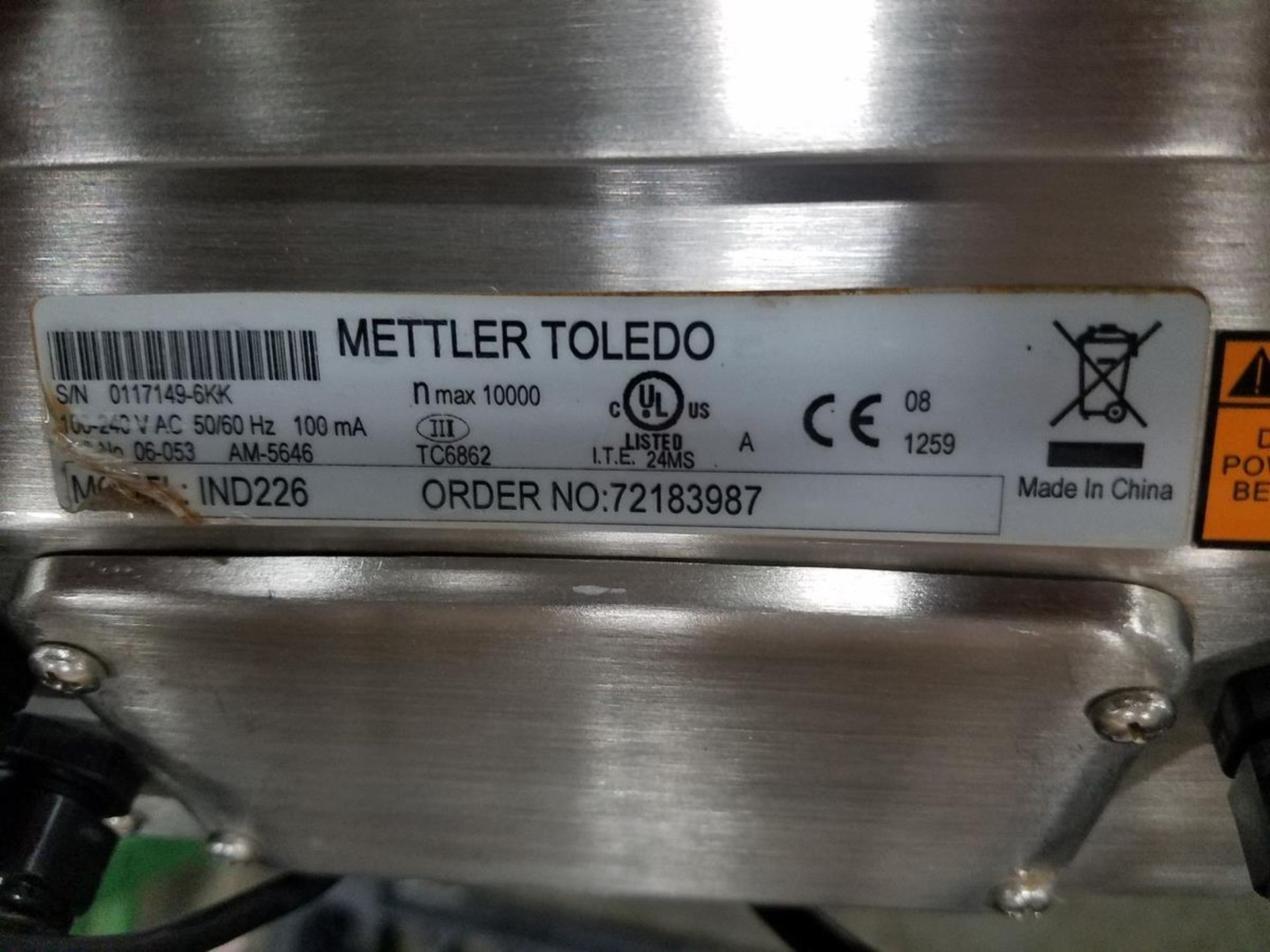 Mettler Toledo Portable Scale, M# IND226, S/N 0117149KK | Rig Fee: $40 - Image 3 of 3