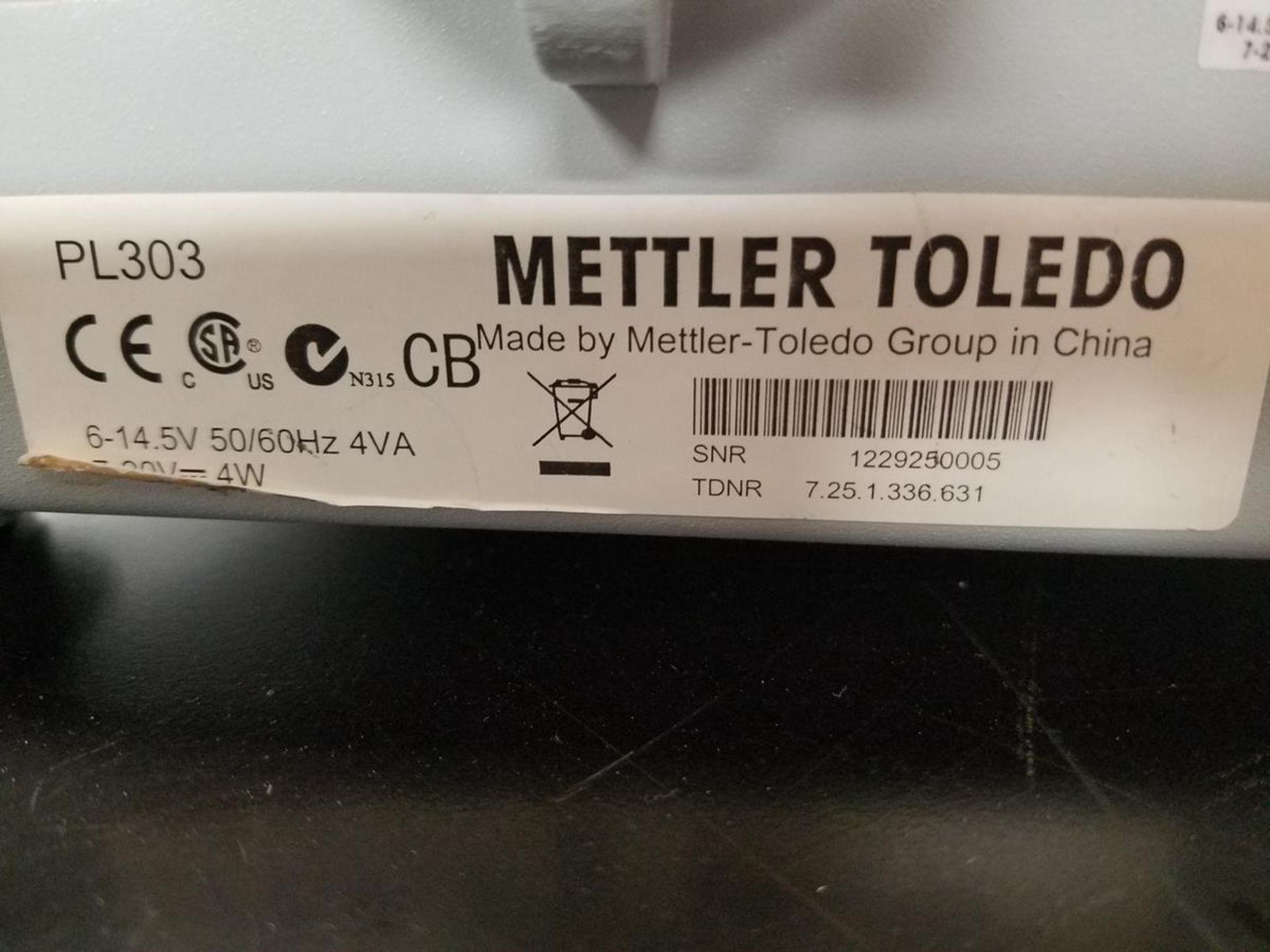 Mettler Toledo Balance Scale, M# PL303, S/N 1229250005 | Rig Fee: $30 or HC - Image 3 of 3