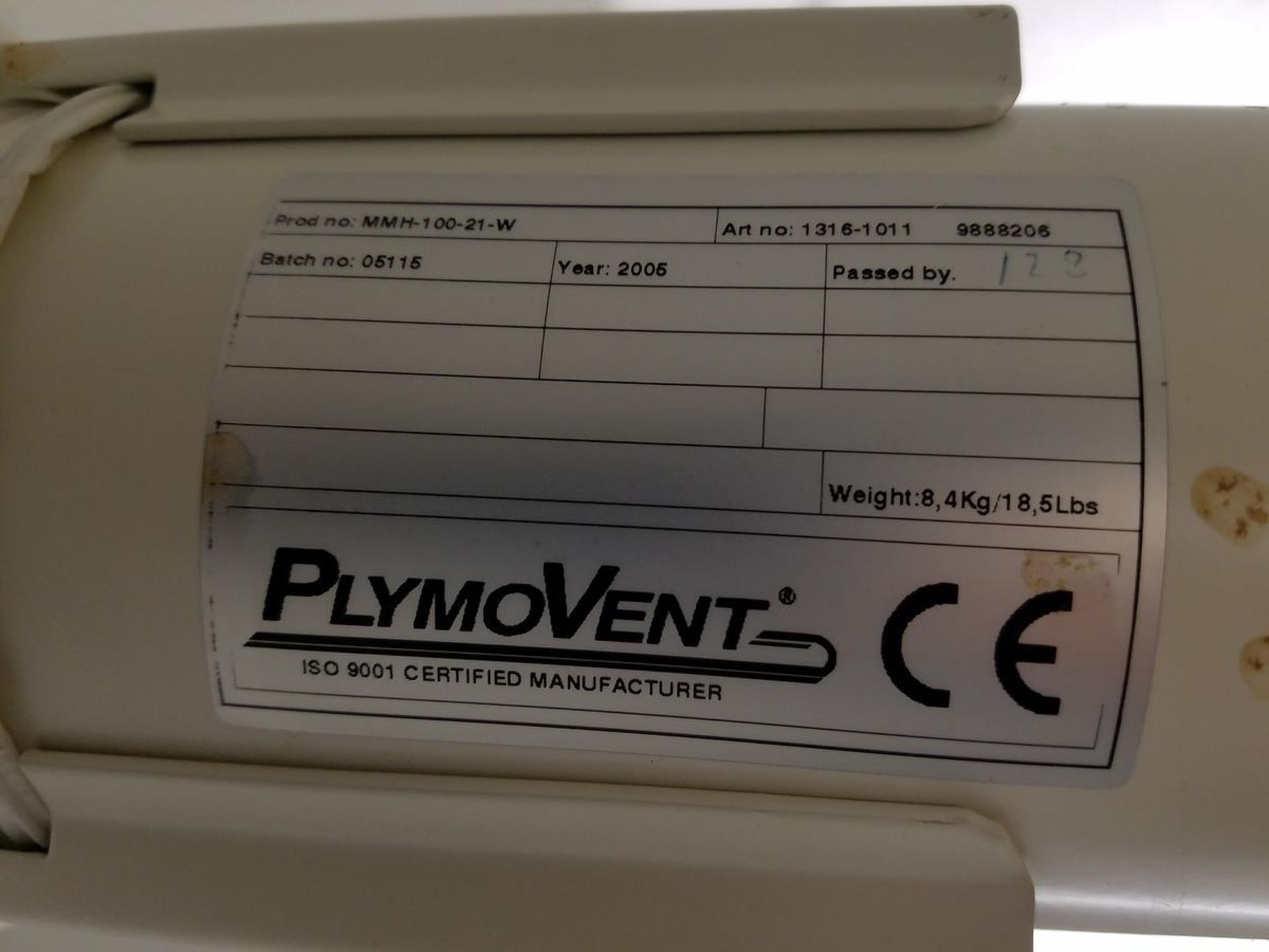 PlymoVent, Dust Extraction Arm, M# MMH-100-21-W | Rig Fee: $30 - Image 2 of 2