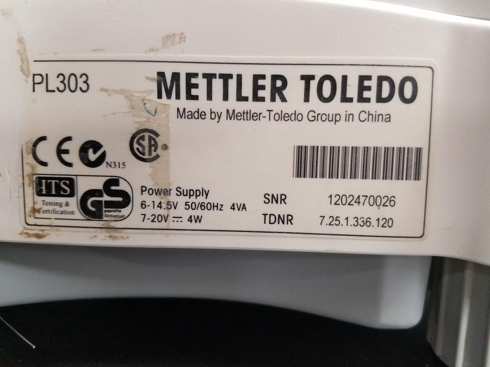 Mettler Toledo Balance Scale, M# PL303, S/N 1202470026 | Rig Fee: $30 or HC - Image 3 of 3