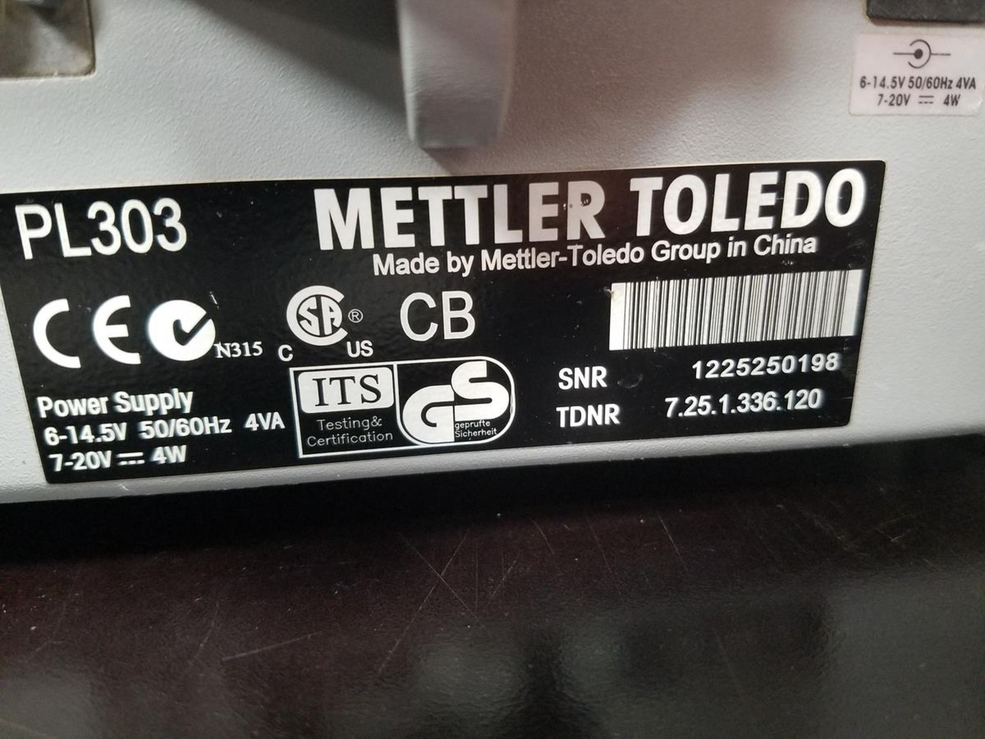 Mettler Toledo Balance Scale, M# PL303, S/N 1225250198 | Rig Fee: $30 or HC - Image 3 of 3