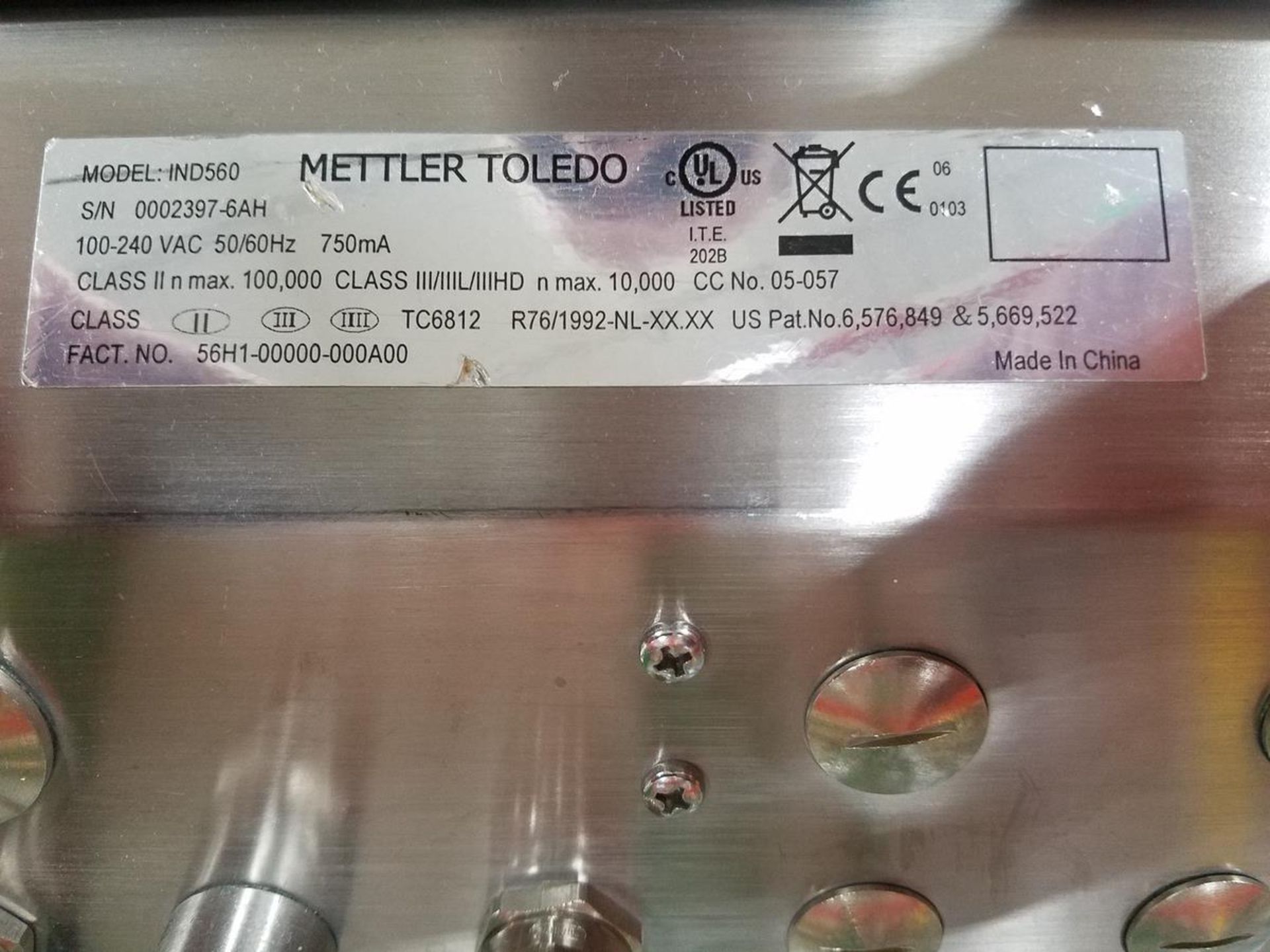 Mettler Toledo Portable Floor Scale, M# IND560, S/N 0002397-6AH | Rig Fee: $75 - Image 3 of 3