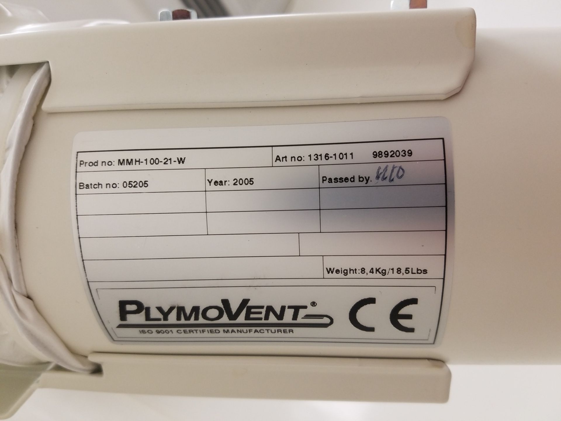 PlymoVent, Dust Extraction Arm, M# MMH-100-21-W | Rig Fee: $30 or HC - Image 2 of 2