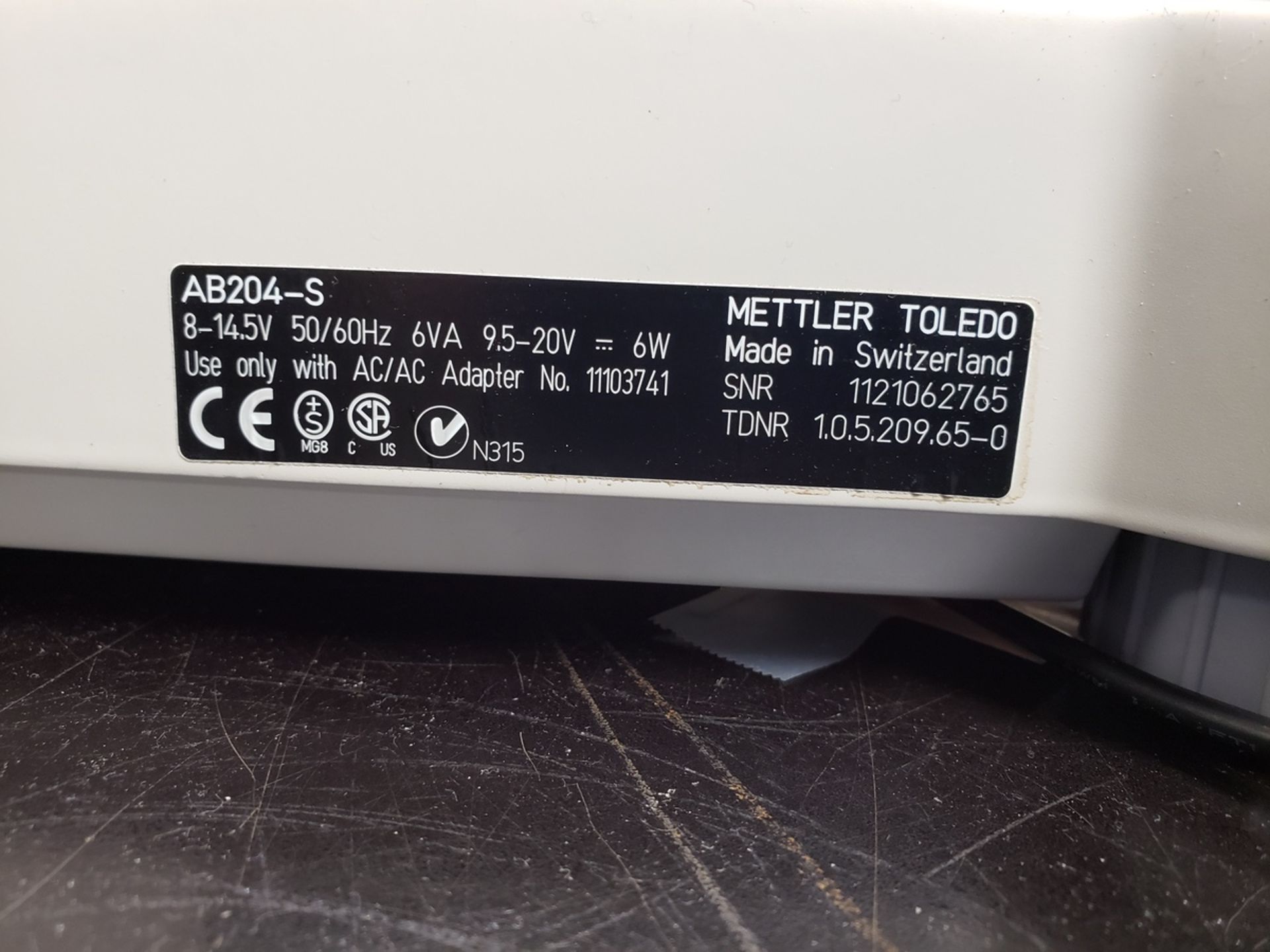 Mettler Toledo, Analytical Balance Scale, M# AB204-S, S/N 1121062765 | Rig Fee: $30 or HC - Image 3 of 3